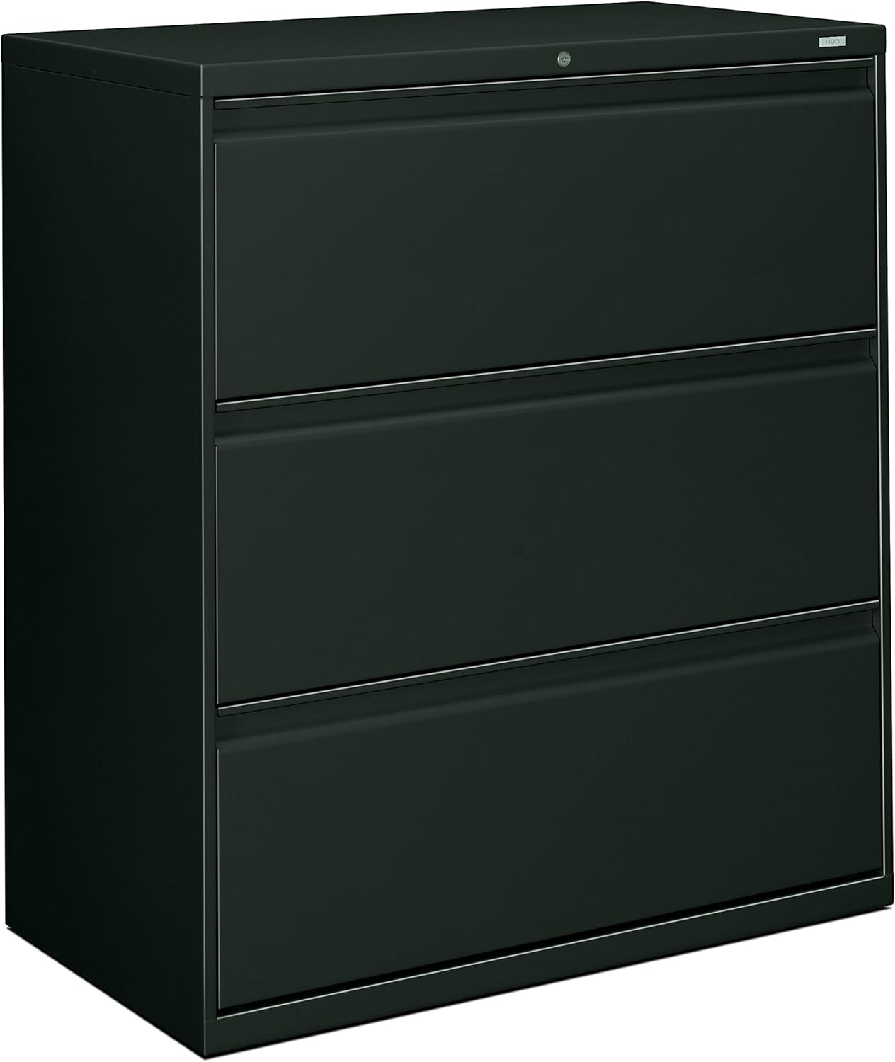 HON Brigade 800 Series Lateral File with 4 Drawers and Radius Pull, 42", Black