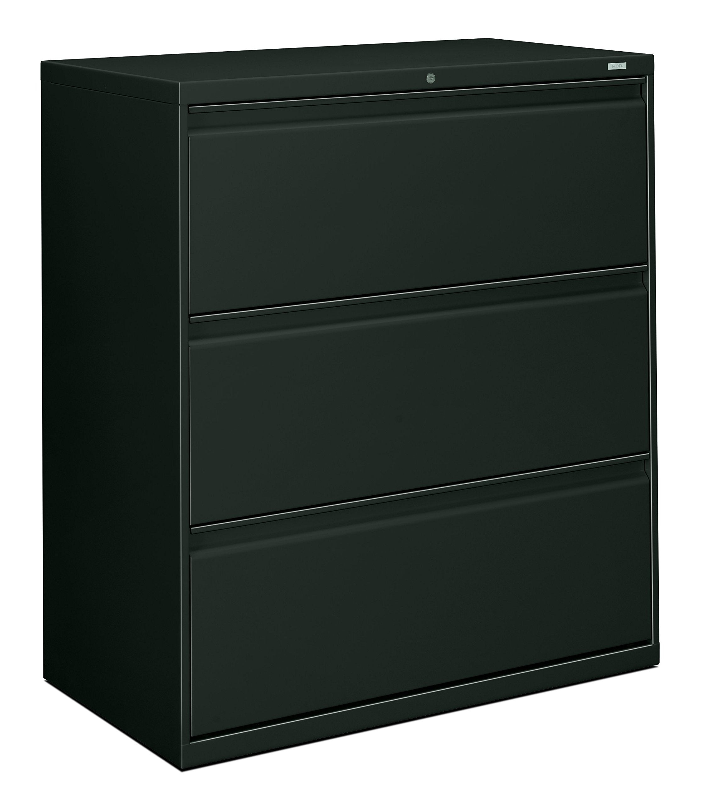 HON Brigade 800 Series Lateral File with 4 Drawers and Radius Pull, 42", Black