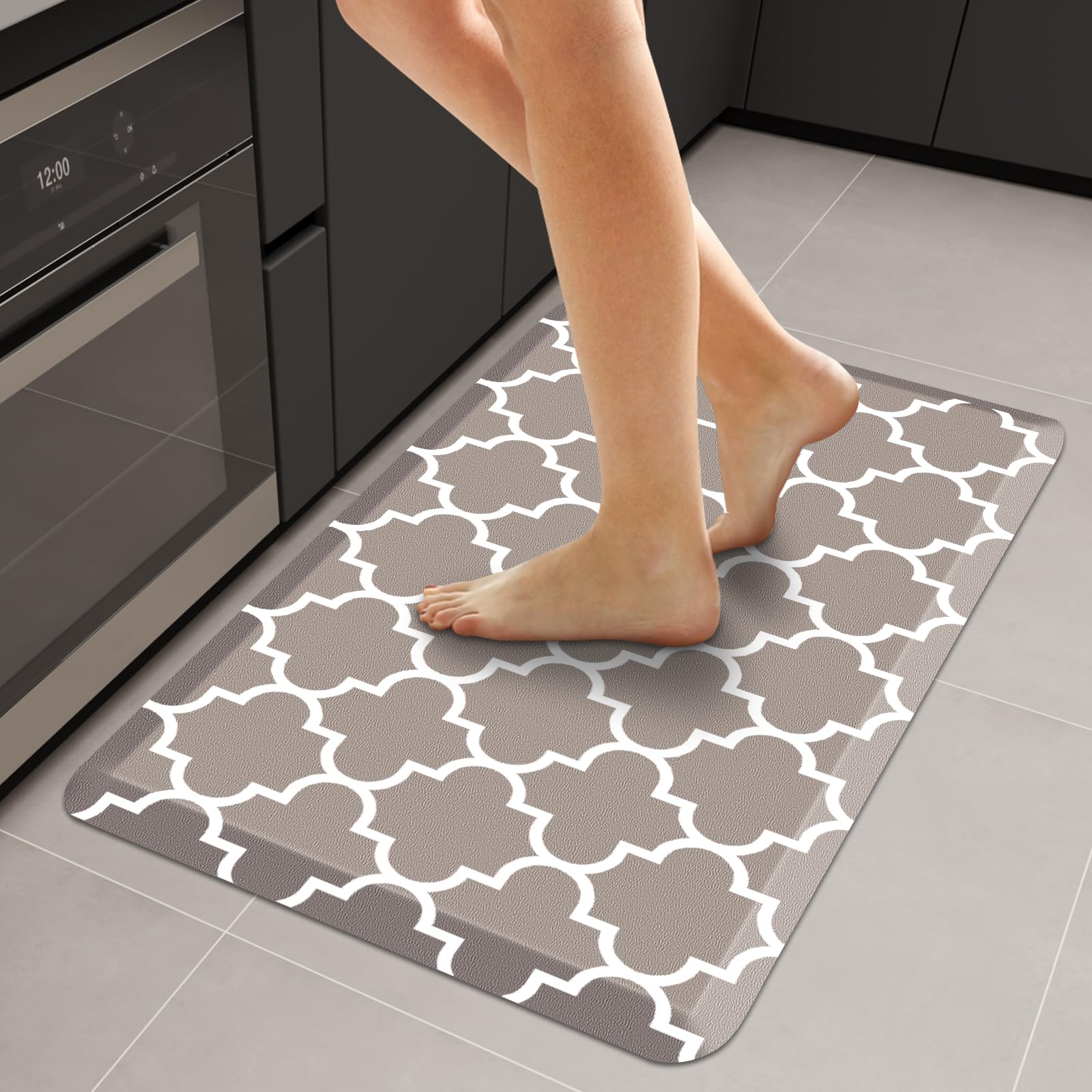 WISELIFE Anti Fatigue Floor Mat - 4/5 Inch Kitchen Mat Non Slip Waterproof Heavy Duty Ergonomic Comfort Mat Durable for Home, Office, Sink, Laundry,(17.3" x 28", Grey)