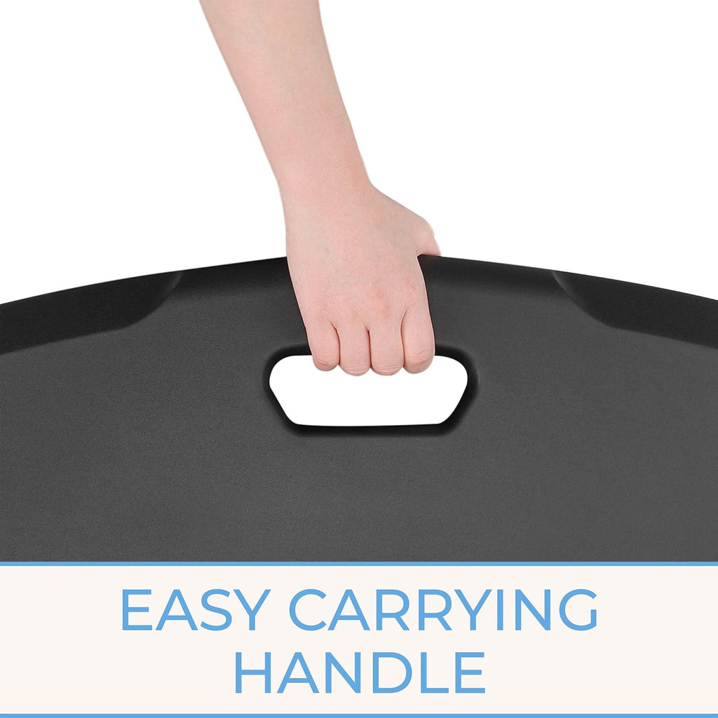 Stand Steady Small Anti Fatigue Standing Mat with Carrying Handle | Ergonomic Standing Mat with Gel Foam Padding | Portable Comfort Mat for Standing Desk, Kitchen, Classroom & Garage (22 x 18in/Black)