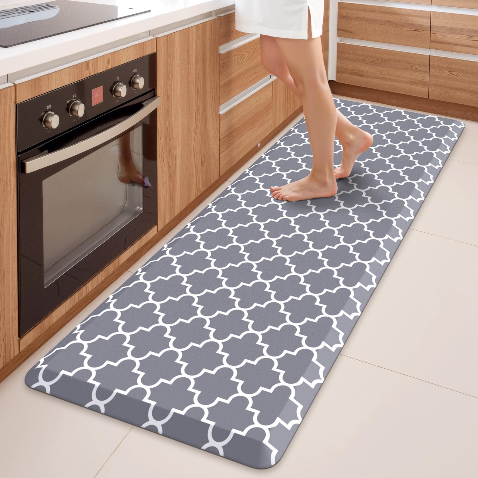 WISELIFE Anti Fatigue Floor Mat - 4/5 Inch Kitchen Mat Non Slip Waterproof Heavy Duty Ergonomic Comfort Mat Durable for Home, Office, Sink, Laundry,(17.3" x 28", Grey)