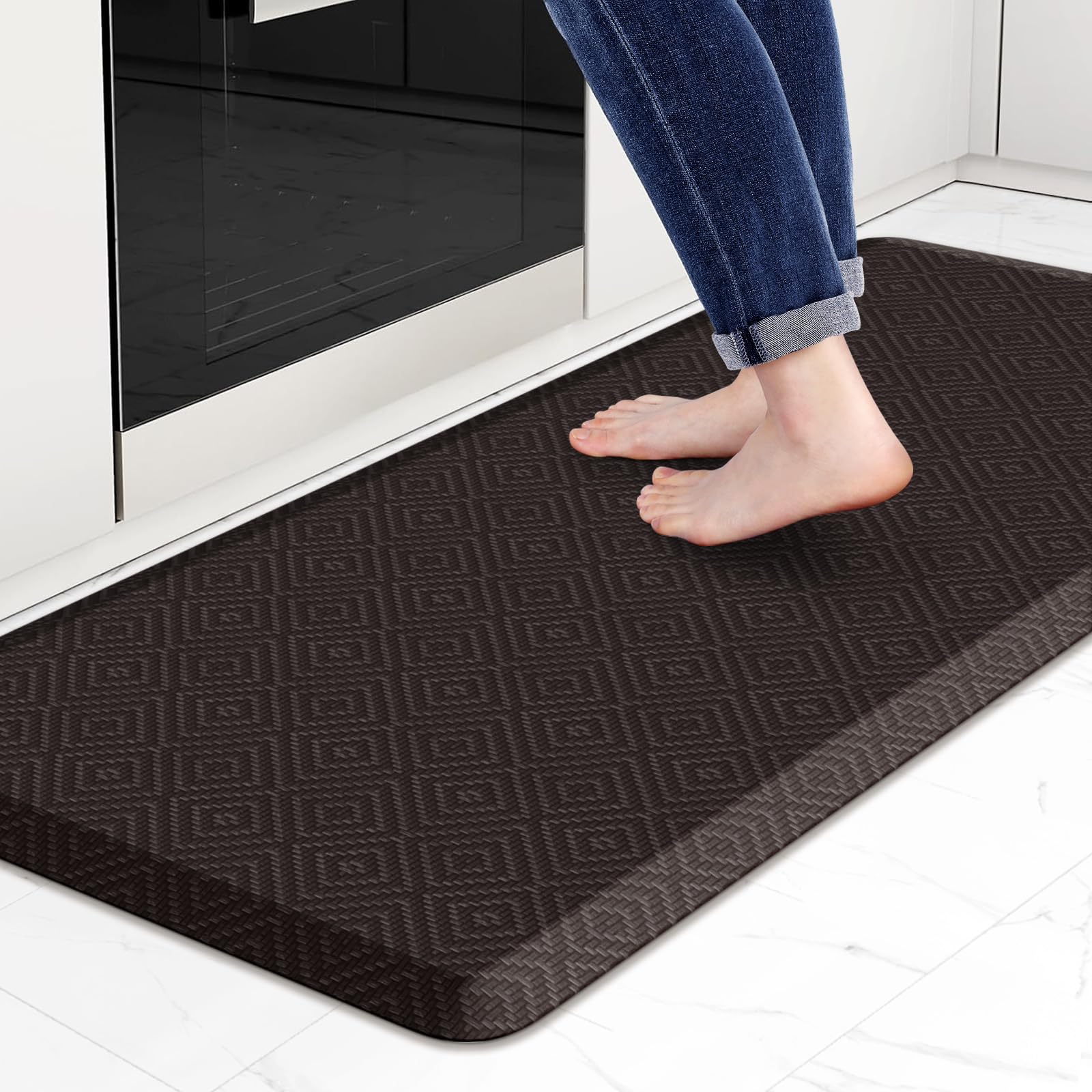Mattitude Kitchen Mat Cushioned Anti-Fatigue Floor Mat Water Resistant Non-Slip Mats and Rugs Standing and Comfort Desk Mats for House Sink Office Laundry (Beige, 17.3"x39")