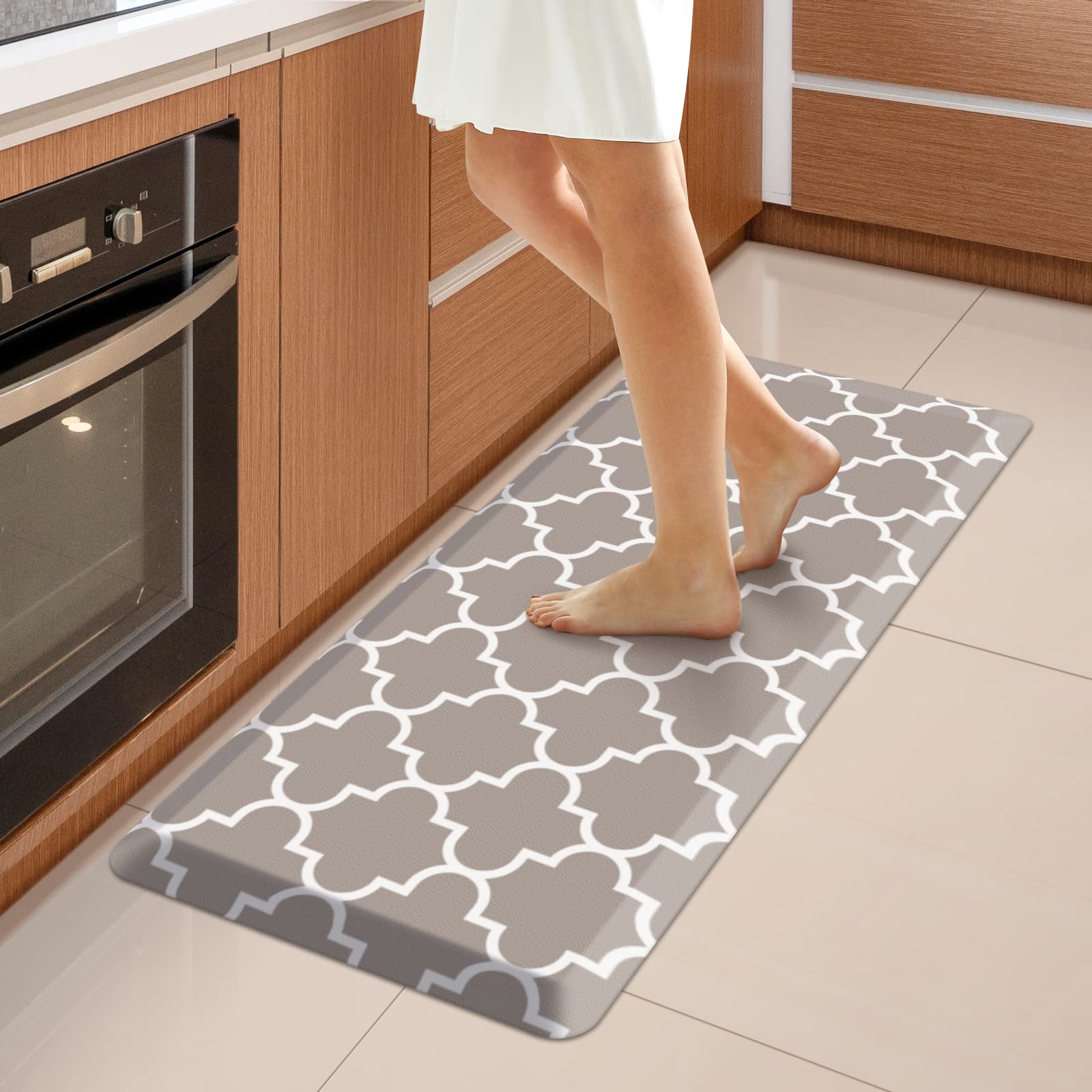 WISELIFE Anti Fatigue Floor Mat - 4/5 Inch Kitchen Mat Non Slip Waterproof Heavy Duty Ergonomic Comfort Mat Durable for Home, Office, Sink, Laundry,(17.3" x 28", Grey)