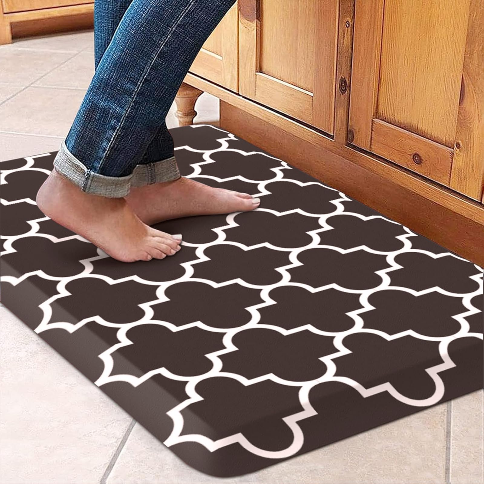 WISELIFE Anti Fatigue Floor Mat - 4/5 Inch Kitchen Mat Non Slip Waterproof Heavy Duty Ergonomic Comfort Mat Durable for Home, Office, Sink, Laundry,(17.3" x 28", Grey)