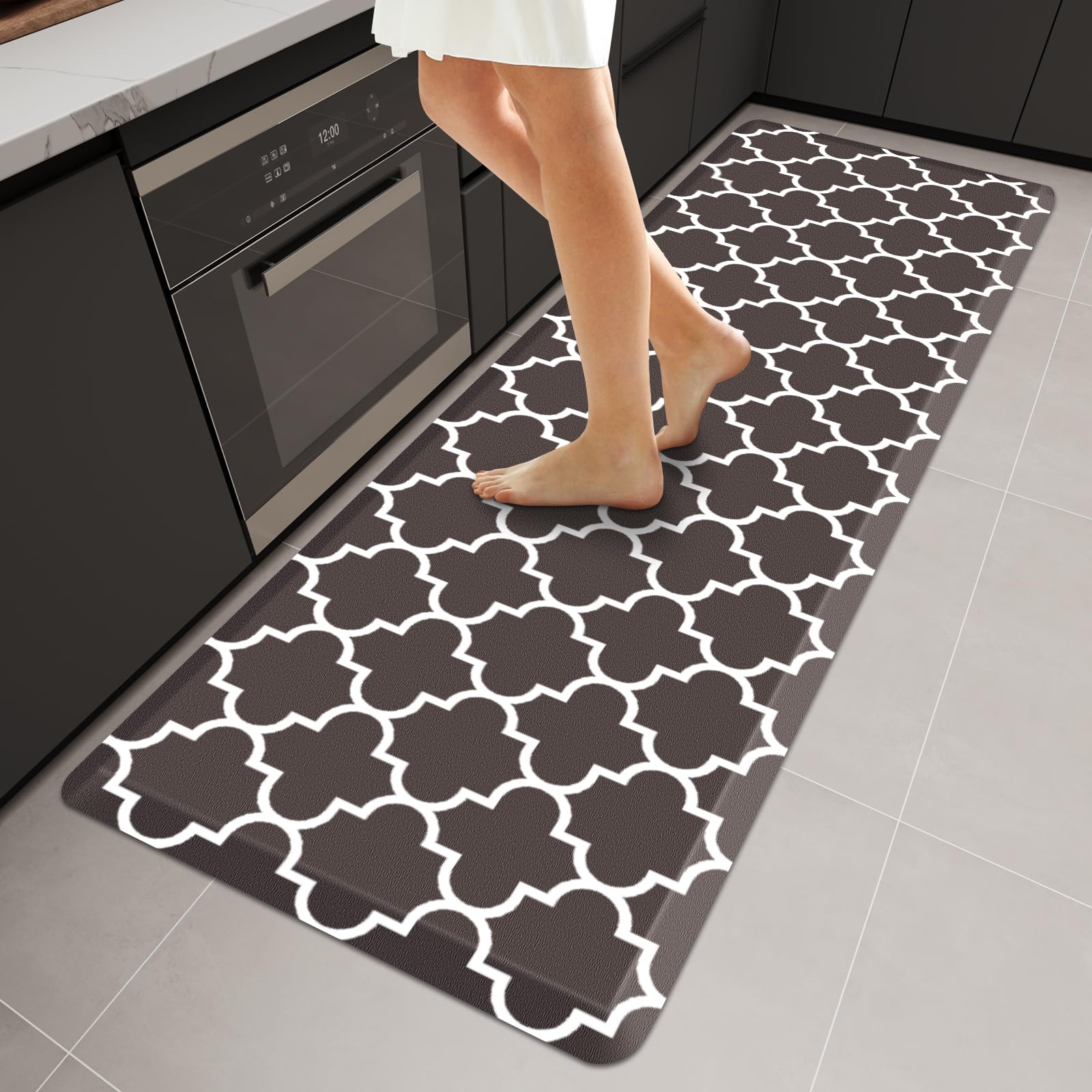 WISELIFE Anti Fatigue Floor Mat - 4/5 Inch Kitchen Mat Non Slip Waterproof Heavy Duty Ergonomic Comfort Mat Durable for Home, Office, Sink, Laundry,(17.3" x 28", Grey)