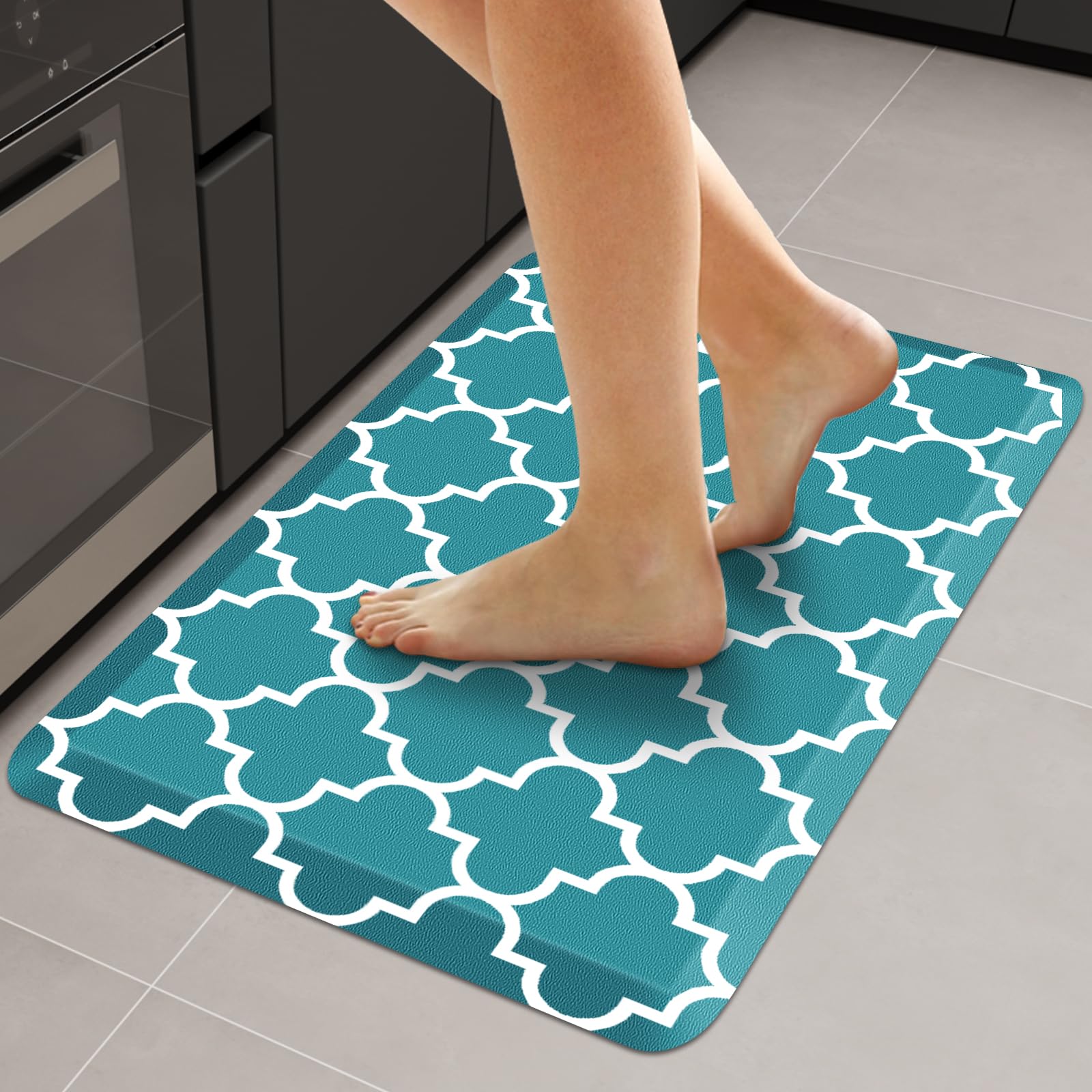 WISELIFE Anti Fatigue Floor Mat - 4/5 Inch Kitchen Mat Non Slip Waterproof Heavy Duty Ergonomic Comfort Mat Durable for Home, Office, Sink, Laundry,(17.3" x 28", Grey)