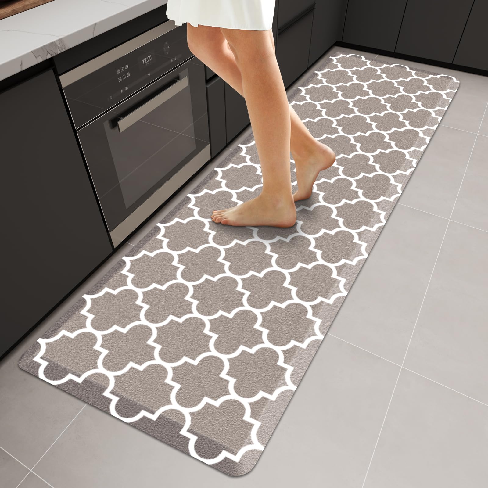 WISELIFE Anti Fatigue Floor Mat - 4/5 Inch Kitchen Mat Non Slip Waterproof Heavy Duty Ergonomic Comfort Mat Durable for Home, Office, Sink, Laundry,(17.3" x 28", Grey)