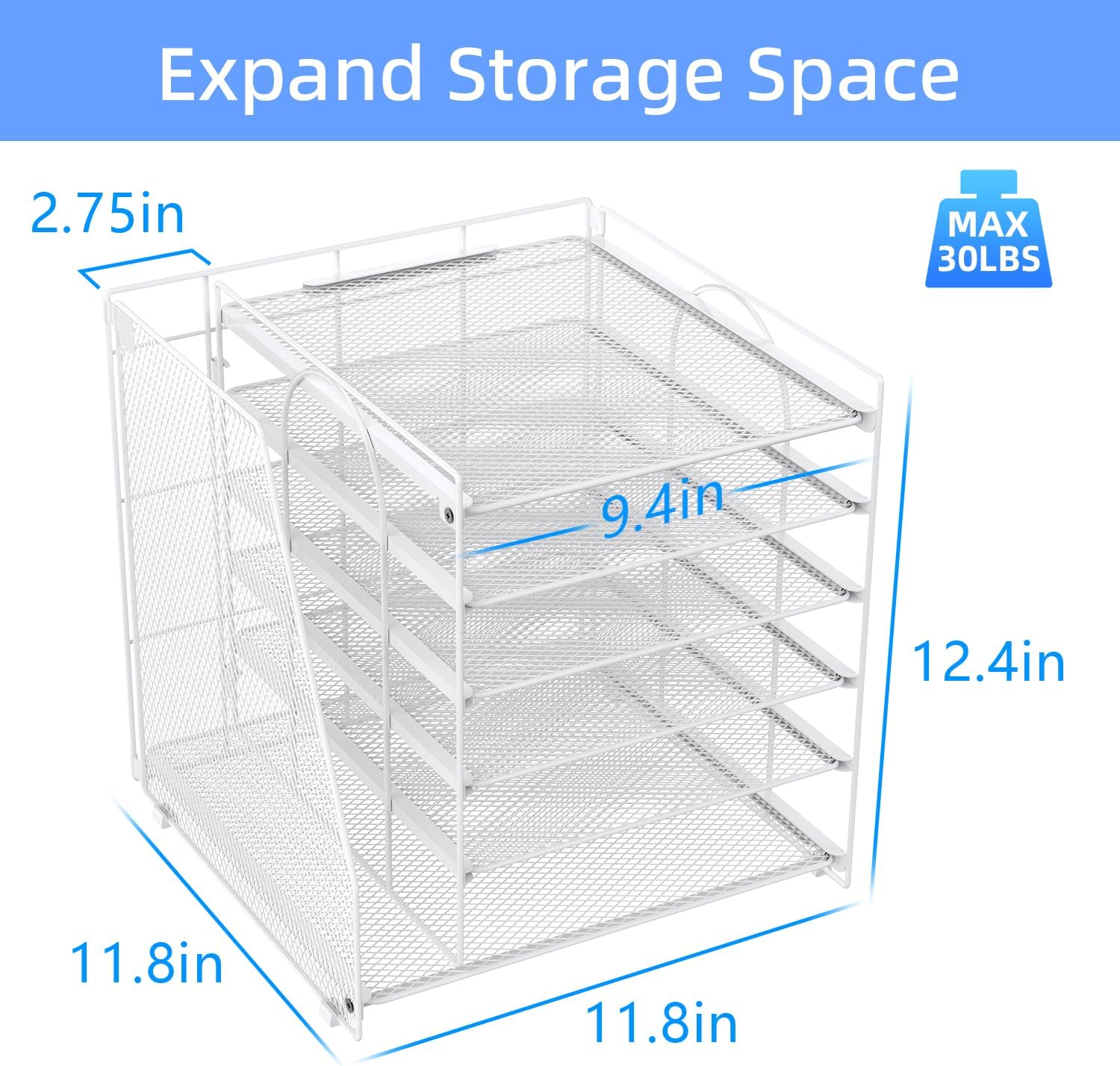 gianotter 6-Tier Paper Organizer With Magazine Holder, Desk Organizers and Accessories, Desk Accessories & Workspace Organizers, File Organizer for Office Supplies Storag (White, 6-Tier)