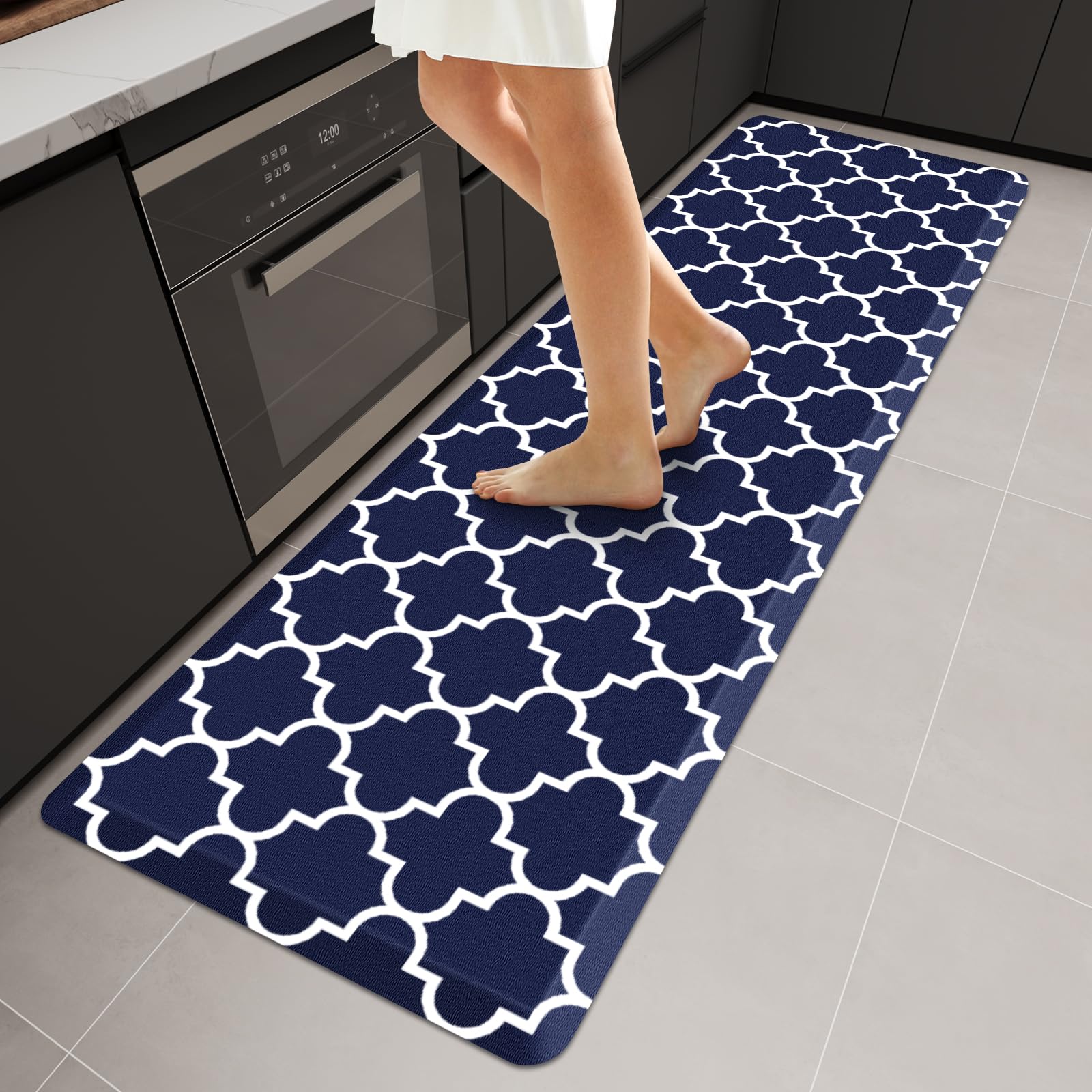 WISELIFE Anti Fatigue Floor Mat - 4/5 Inch Kitchen Mat Non Slip Waterproof Heavy Duty Ergonomic Comfort Mat Durable for Home, Office, Sink, Laundry,(17.3" x 28", Grey)