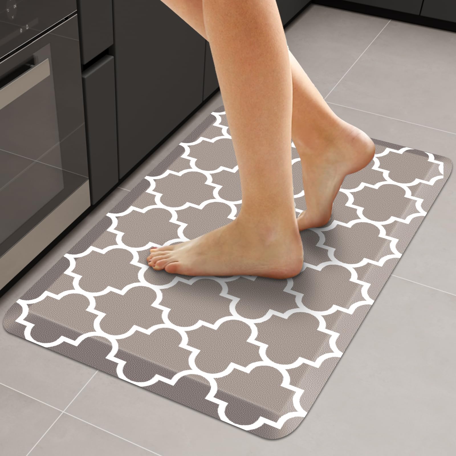 WISELIFE Anti Fatigue Floor Mat - 4/5 Inch Kitchen Mat Non Slip Waterproof Heavy Duty Ergonomic Comfort Mat Durable for Home, Office, Sink, Laundry,(17.3" x 28", Grey)