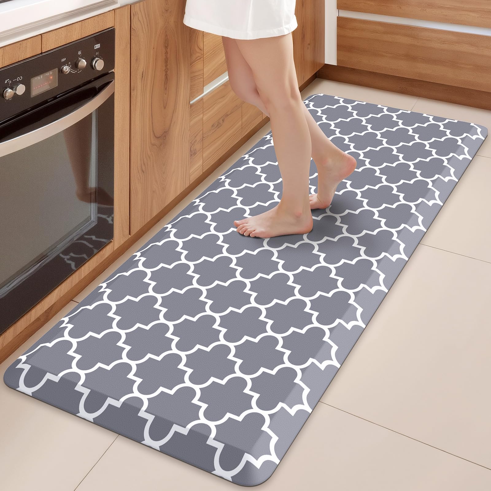WISELIFE Anti Fatigue Floor Mat - 4/5 Inch Kitchen Mat Non Slip Waterproof Heavy Duty Ergonomic Comfort Mat Durable for Home, Office, Sink, Laundry,(17.3" x 28", Grey)