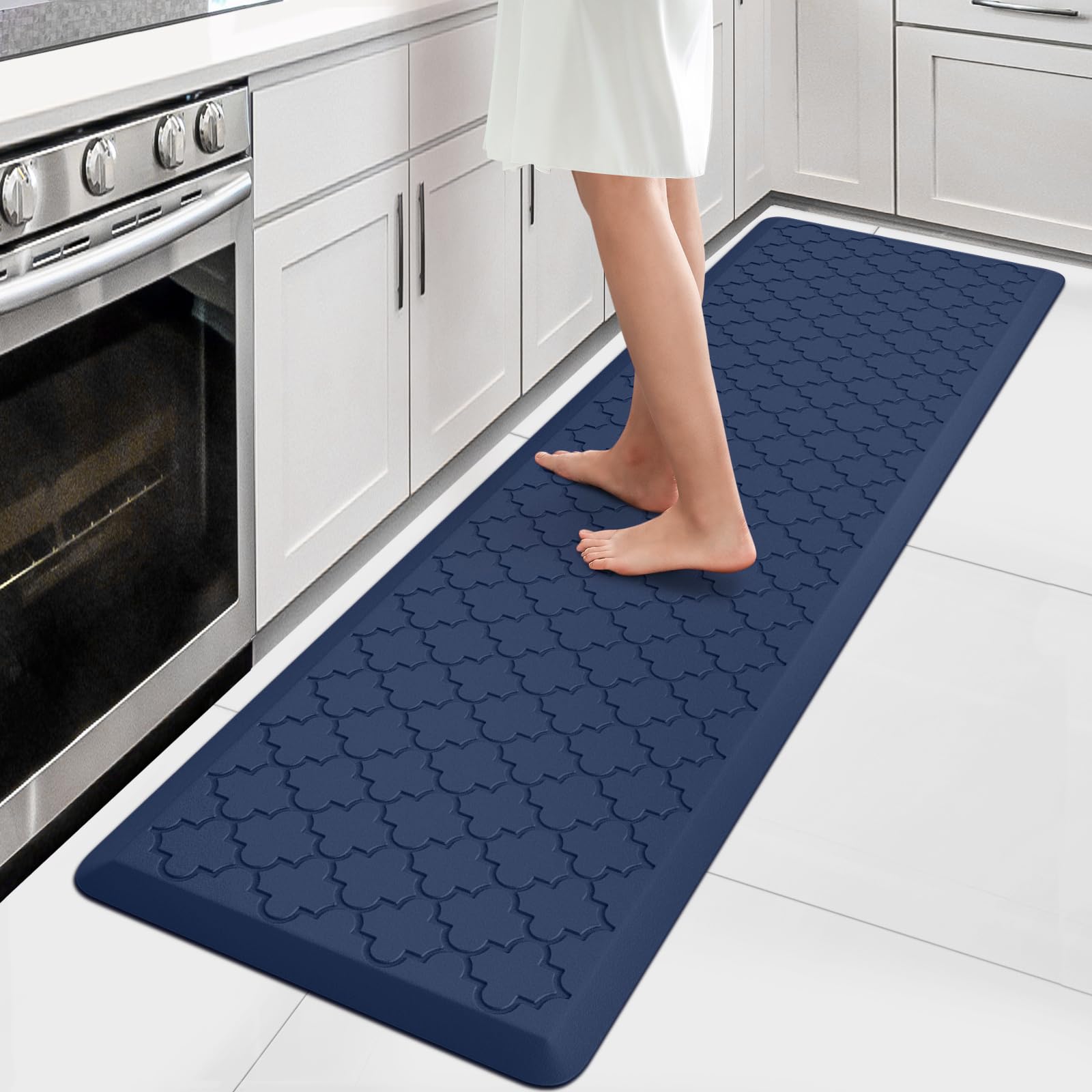 WISELIFE Kitchen Mat Cushioned Anti Fatigue Floor Mat,17.3"x28", Thick Non Slip Waterproof Kitchen Rugs and Mats,Heavy Duty Foam Standing Mat for Kitchen,Floor,Home,Desk,Sink,Laundry (Black,17.3"x28")