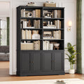 FOTOSOK 73" White Bookshelf with Doors, 6 Tier Tall Bookshelf, 47.2" Double Wide Farmhouse Bookshelves and Bookcases, Large Open Book Shelf Storage Cabinets for Home Office