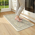 KIMODE Kitchen Mats for Floor Anti Fatigue, Flower Butterfly Kitchen Rugs Sets of 2, Cushioned Kitchen Floor Mats, Comfort Standing Mat for Sink Laundry Office Desk 20"x47"+20"x32" Beige