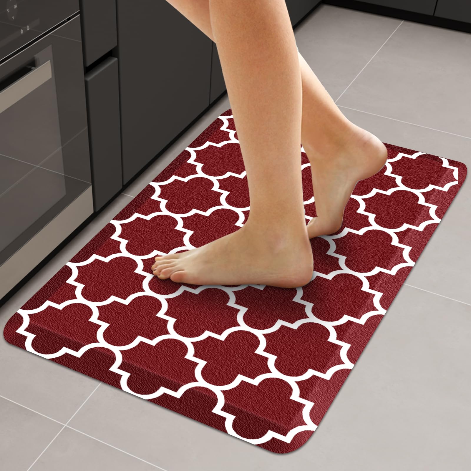 WISELIFE Anti Fatigue Floor Mat - 4/5 Inch Kitchen Mat Non Slip Waterproof Heavy Duty Ergonomic Comfort Mat Durable for Home, Office, Sink, Laundry,(17.3" x 28", Grey)