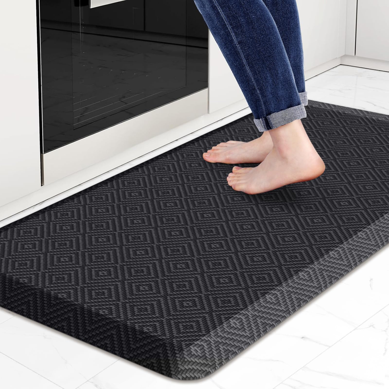Mattitude Kitchen Mat Cushioned Anti-Fatigue Floor Mat Water Resistant Non-Slip Mats and Rugs Standing and Comfort Desk Mats for House Sink Office Laundry (Beige, 17.3"x39")