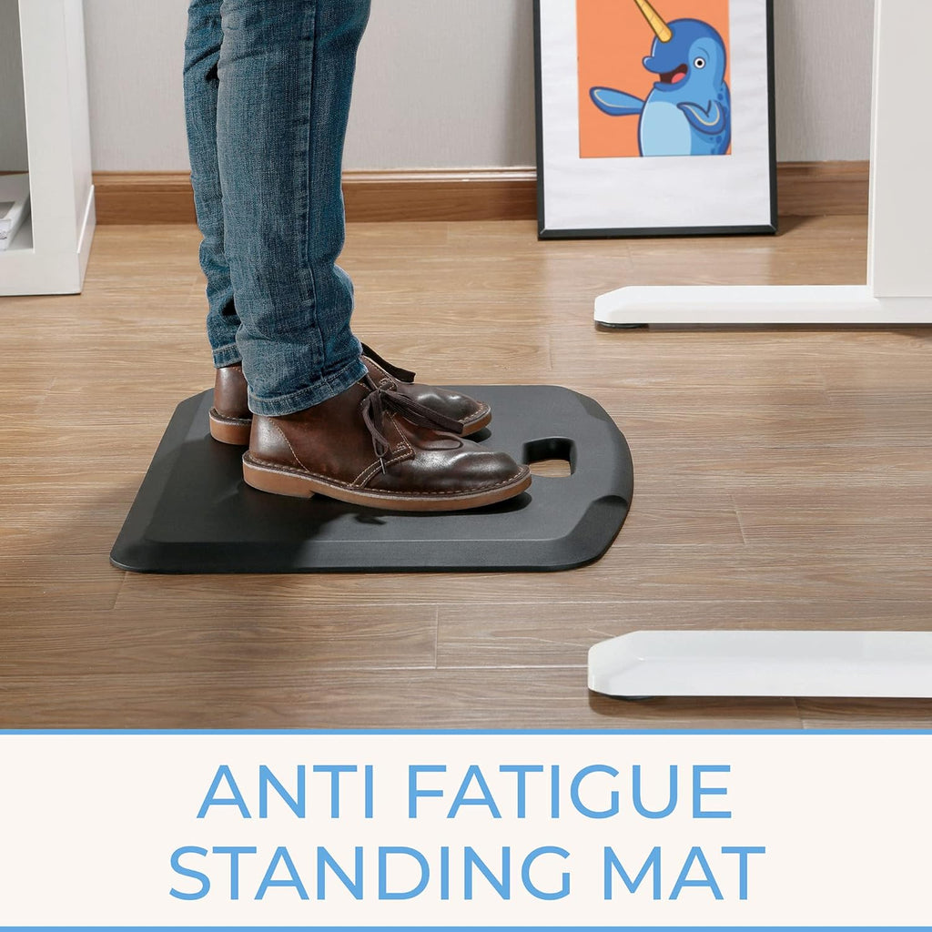 Stand Steady Small Anti Fatigue Standing Mat with Carrying Handle | Ergonomic Standing Mat with Gel Foam Padding | Portable Comfort Mat for Standing Desk, Kitchen, Classroom & Garage (22 x 18in/Black)