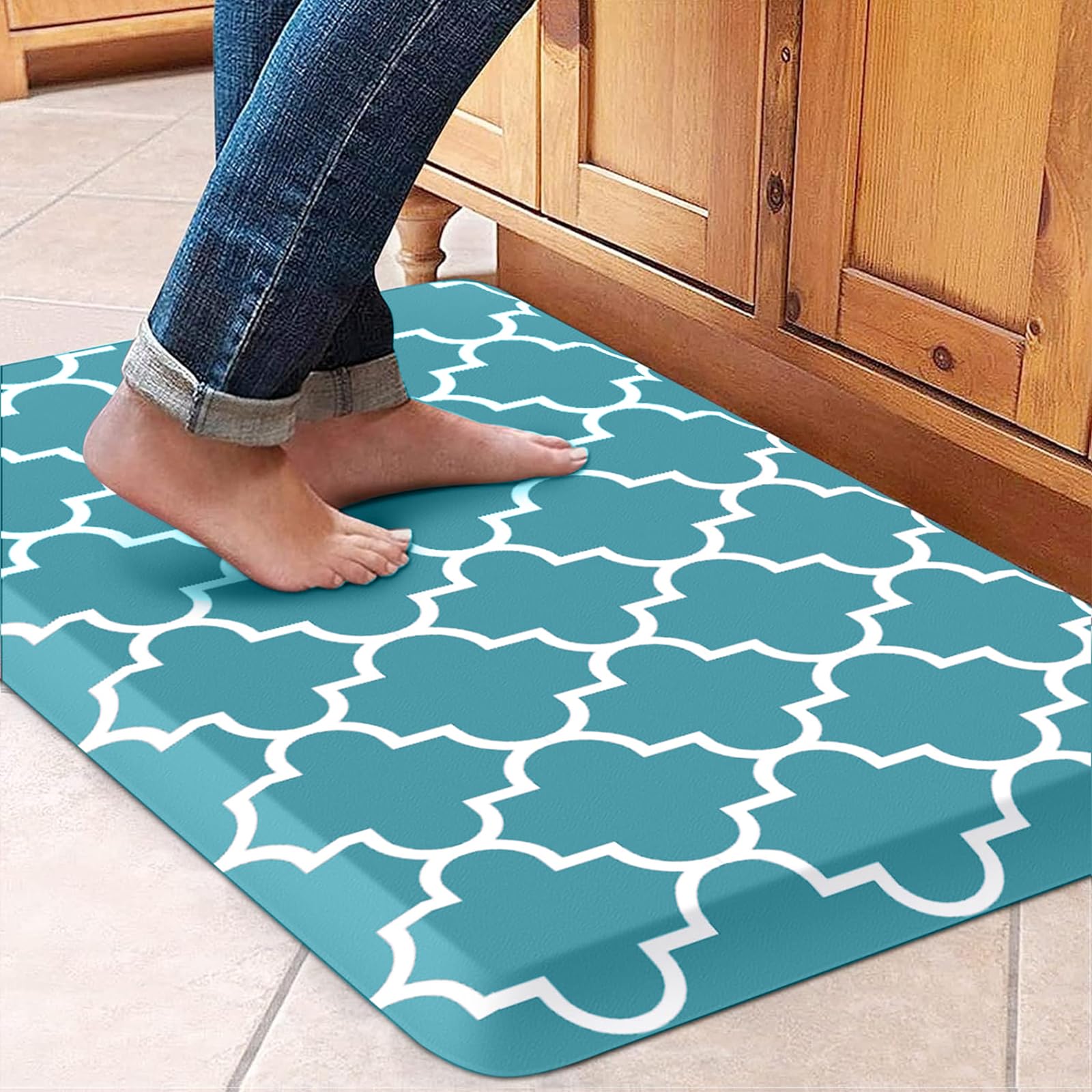 WISELIFE Anti Fatigue Floor Mat - 4/5 Inch Kitchen Mat Non Slip Waterproof Heavy Duty Ergonomic Comfort Mat Durable for Home, Office, Sink, Laundry,(17.3" x 28", Grey)