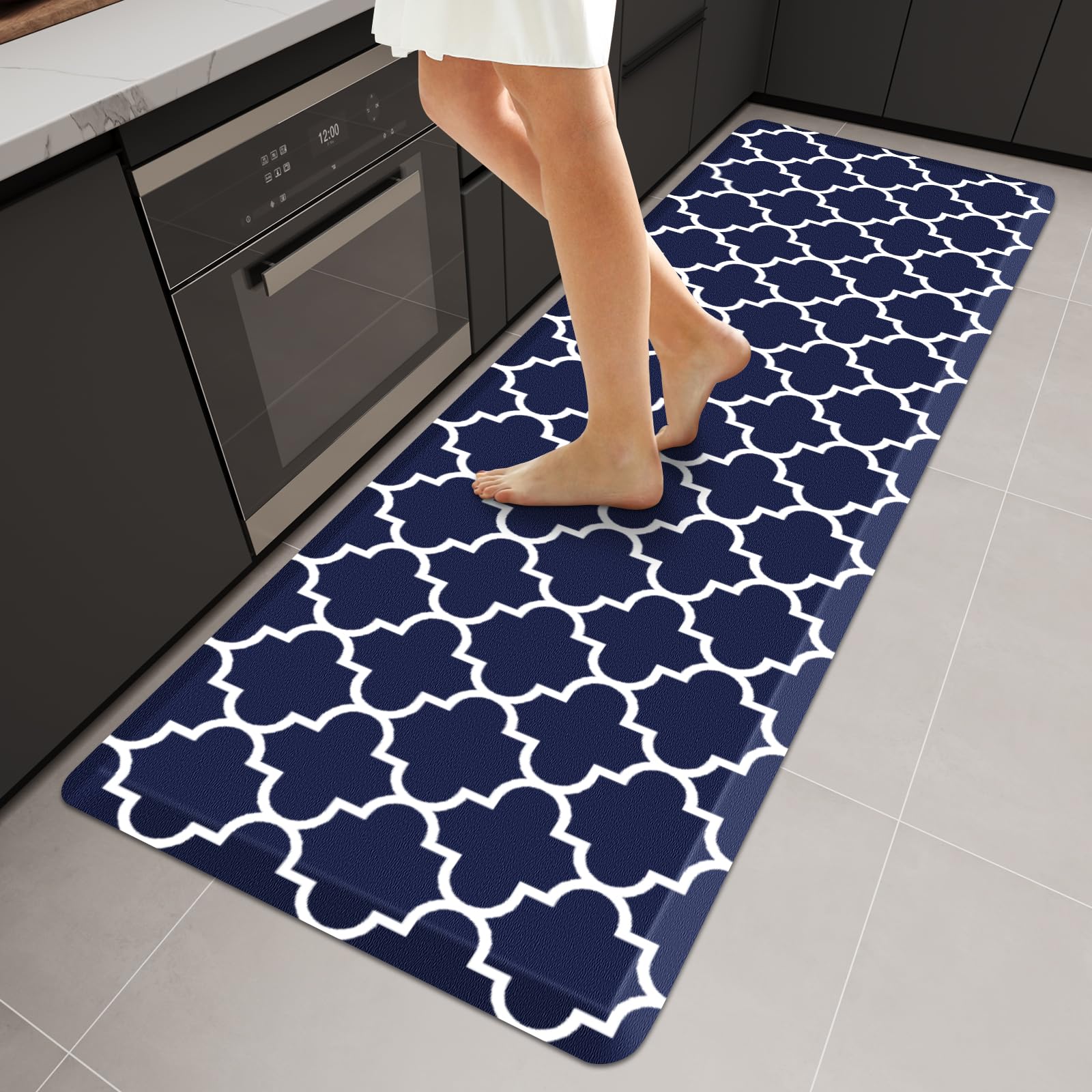 WISELIFE Anti Fatigue Floor Mat - 4/5 Inch Kitchen Mat Non Slip Waterproof Heavy Duty Ergonomic Comfort Mat Durable for Home, Office, Sink, Laundry,(17.3" x 28", Grey)