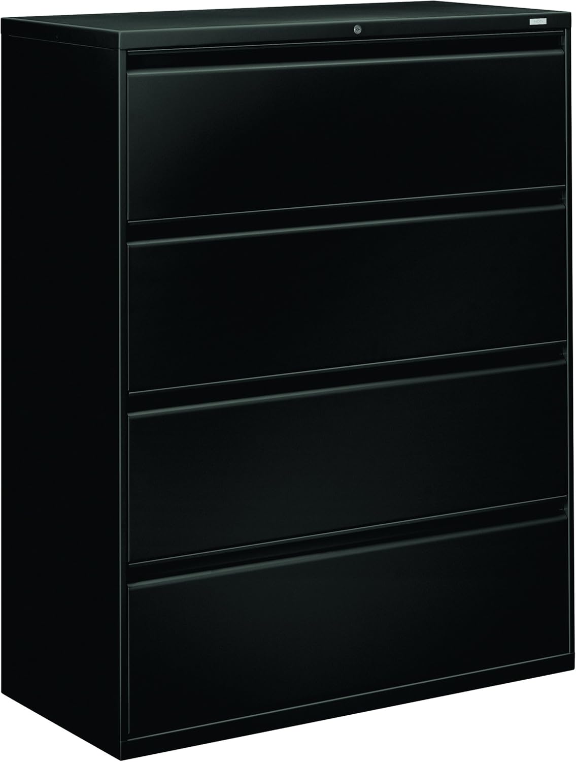 HON Brigade 800 Series Lateral File with 4 Drawers and Radius Pull, 42", Black