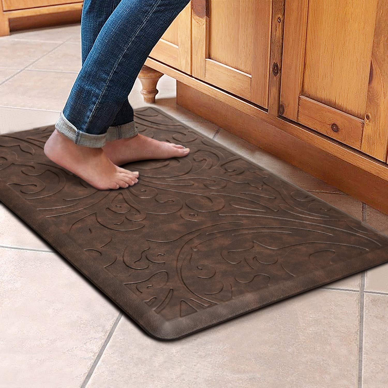 KMAT Kitchen Mat Cushioned Anti-Fatigue Floor Mat Waterproof Non-Slip Standing Ergonomic Comfort for Home,Office,Sink,Laundry,Desk 17.3" (W) x 60"(L),Grey