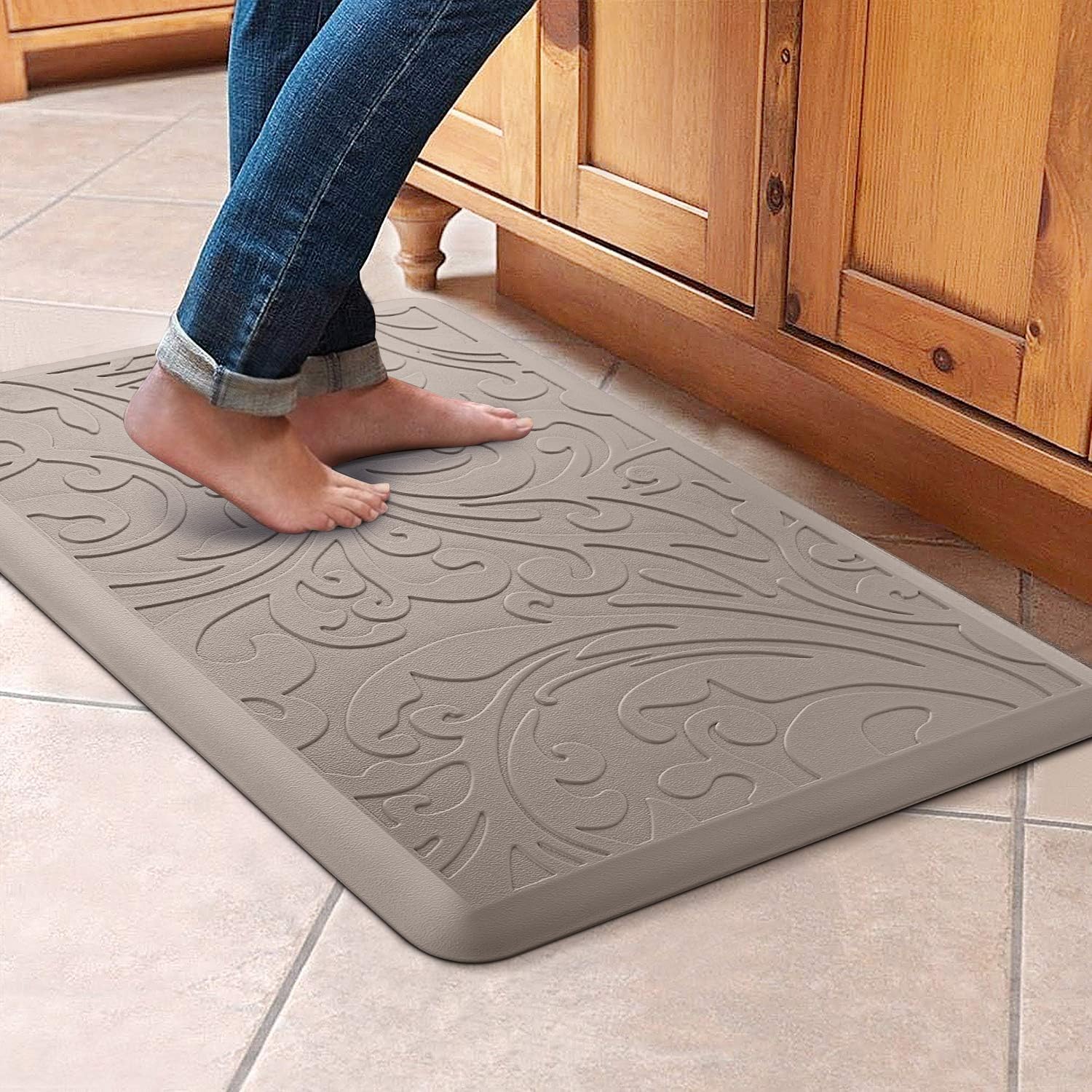 KMAT Kitchen Mat Cushioned Anti-Fatigue Floor Mat Waterproof Non-Slip Standing Ergonomic Comfort for Home,Office,Sink,Laundry,Desk 17.3" (W) x 60"(L),Grey