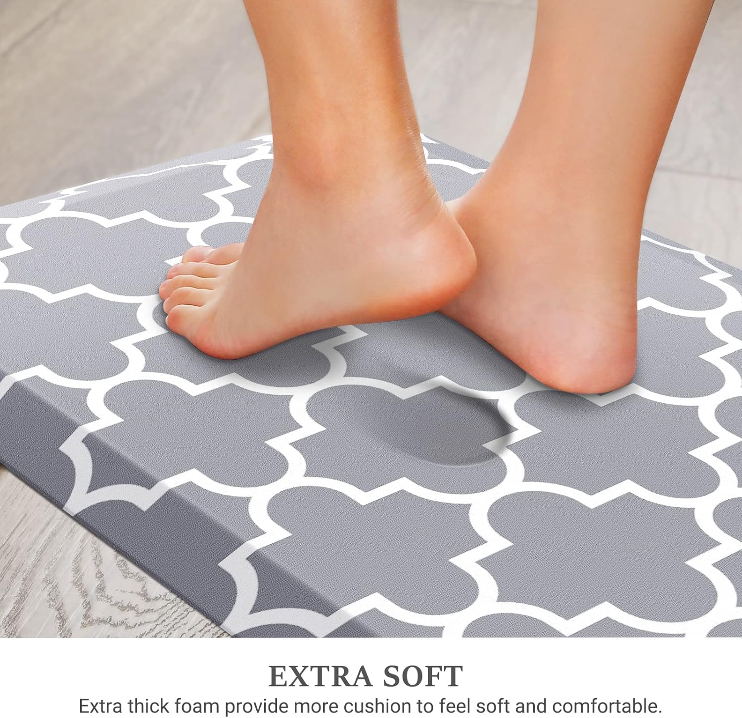 WISELIFE Anti Fatigue Floor Mat - 4/5 Inch Kitchen Mat Non Slip Waterproof Heavy Duty Ergonomic Comfort Mat Durable for Home, Office, Sink, Laundry,(17.3" x 28", Grey)