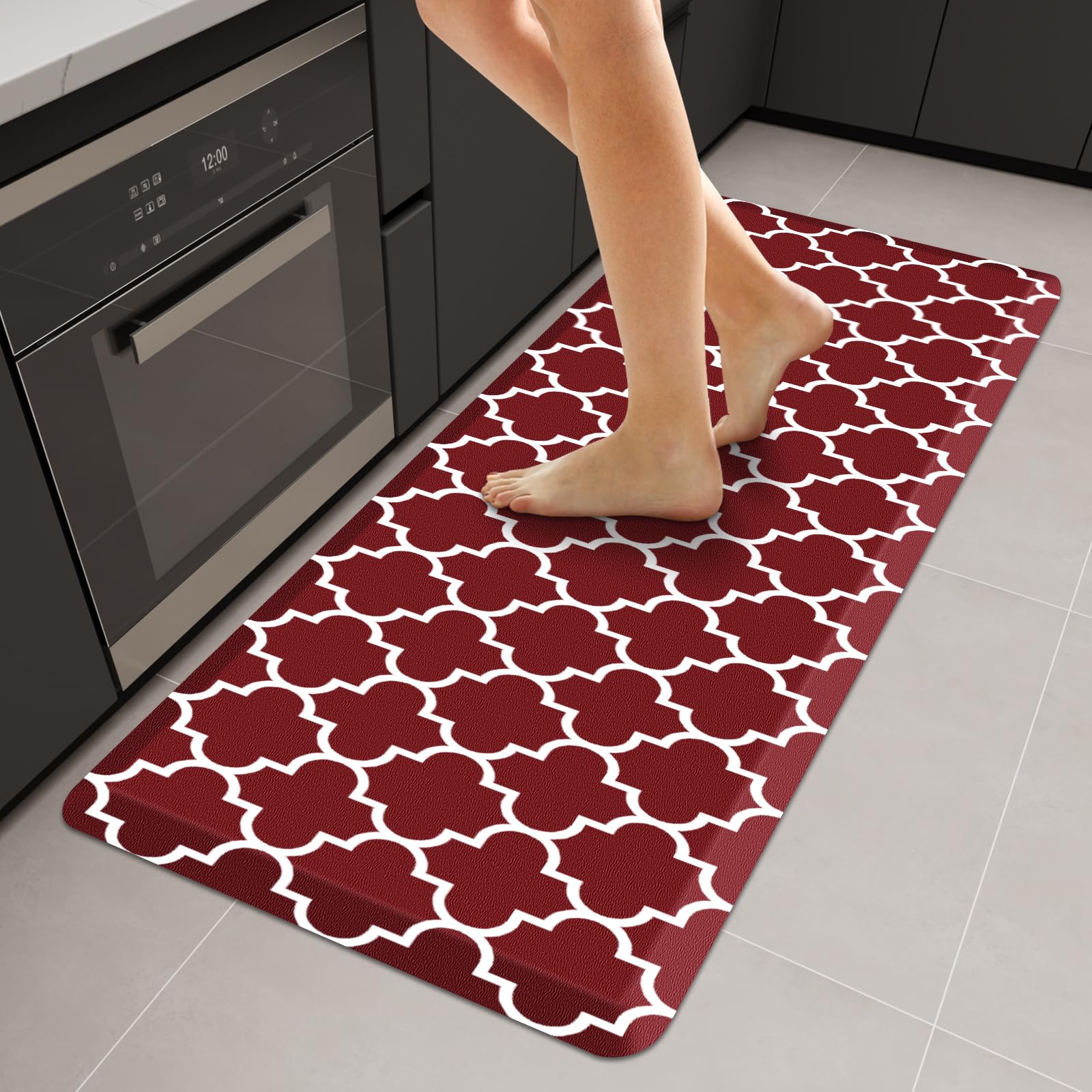 WISELIFE Anti Fatigue Floor Mat - 4/5 Inch Kitchen Mat Non Slip Waterproof Heavy Duty Ergonomic Comfort Mat Durable for Home, Office, Sink, Laundry,(17.3" x 28", Grey)