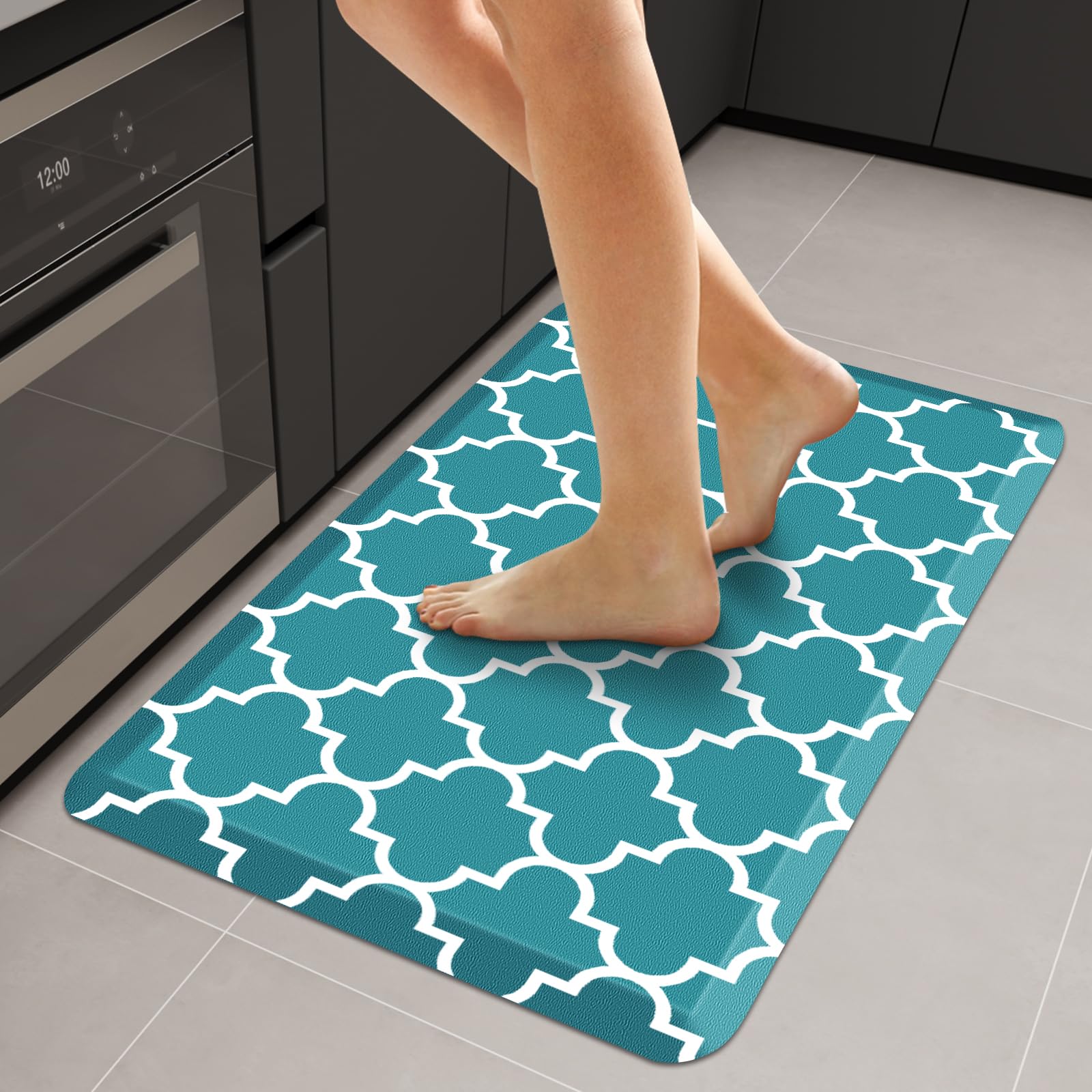 WISELIFE Anti Fatigue Floor Mat - 4/5 Inch Kitchen Mat Non Slip Waterproof Heavy Duty Ergonomic Comfort Mat Durable for Home, Office, Sink, Laundry,(17.3" x 28", Grey)