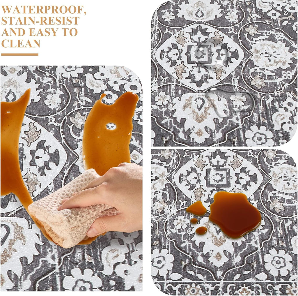 Ileading Anti Fatigue Kitchen Rugs Sets of 2 Cushioned Kitchen Mats for Floor Waterproof Kitchen Mat Set Non Slip Comfort Standing Mat for Kitchen, Office, Sink, Laundry