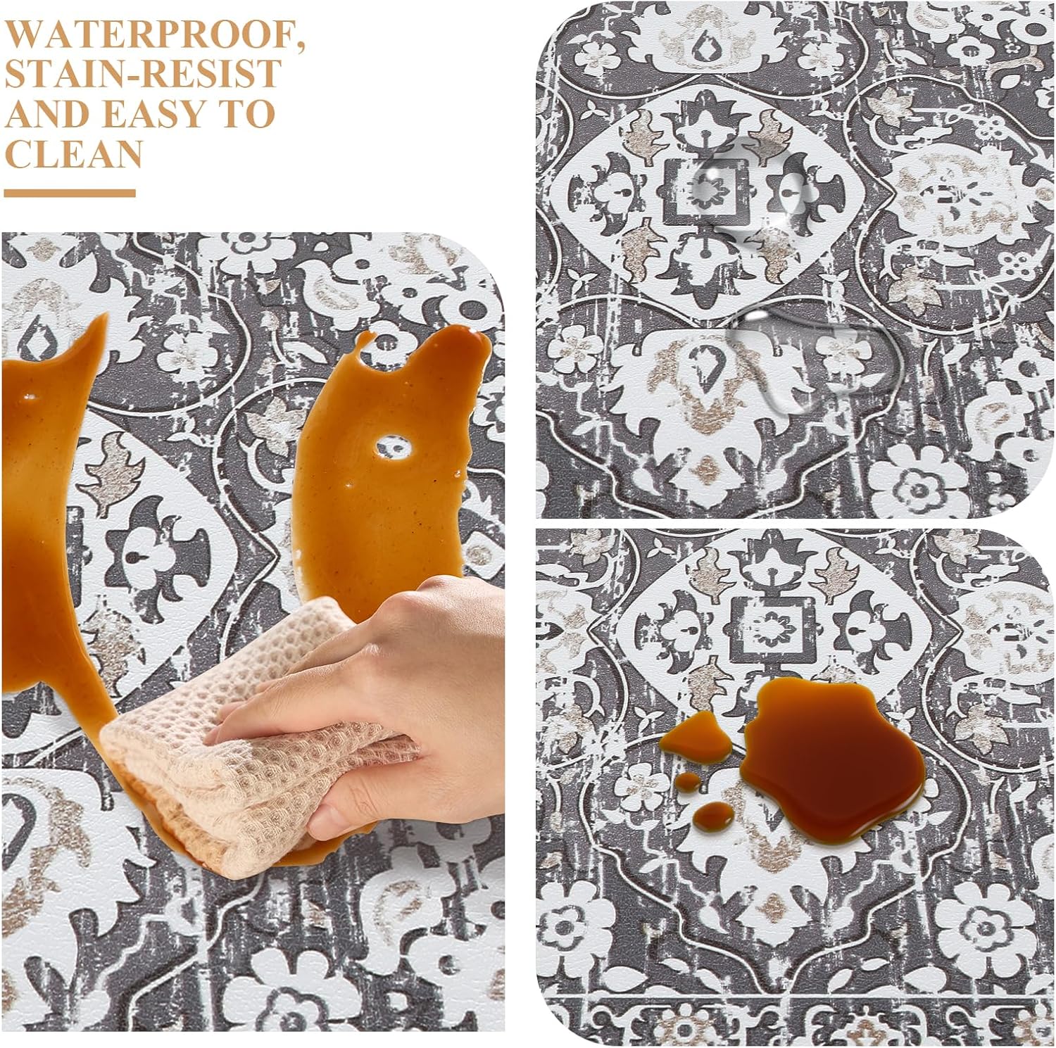 Ileading Anti Fatigue Kitchen Rugs Sets of 2 Cushioned Kitchen Mats for Floor Waterproof Kitchen Mat Set Non Slip Comfort Standing Mat for Kitchen, Office, Sink, Laundry