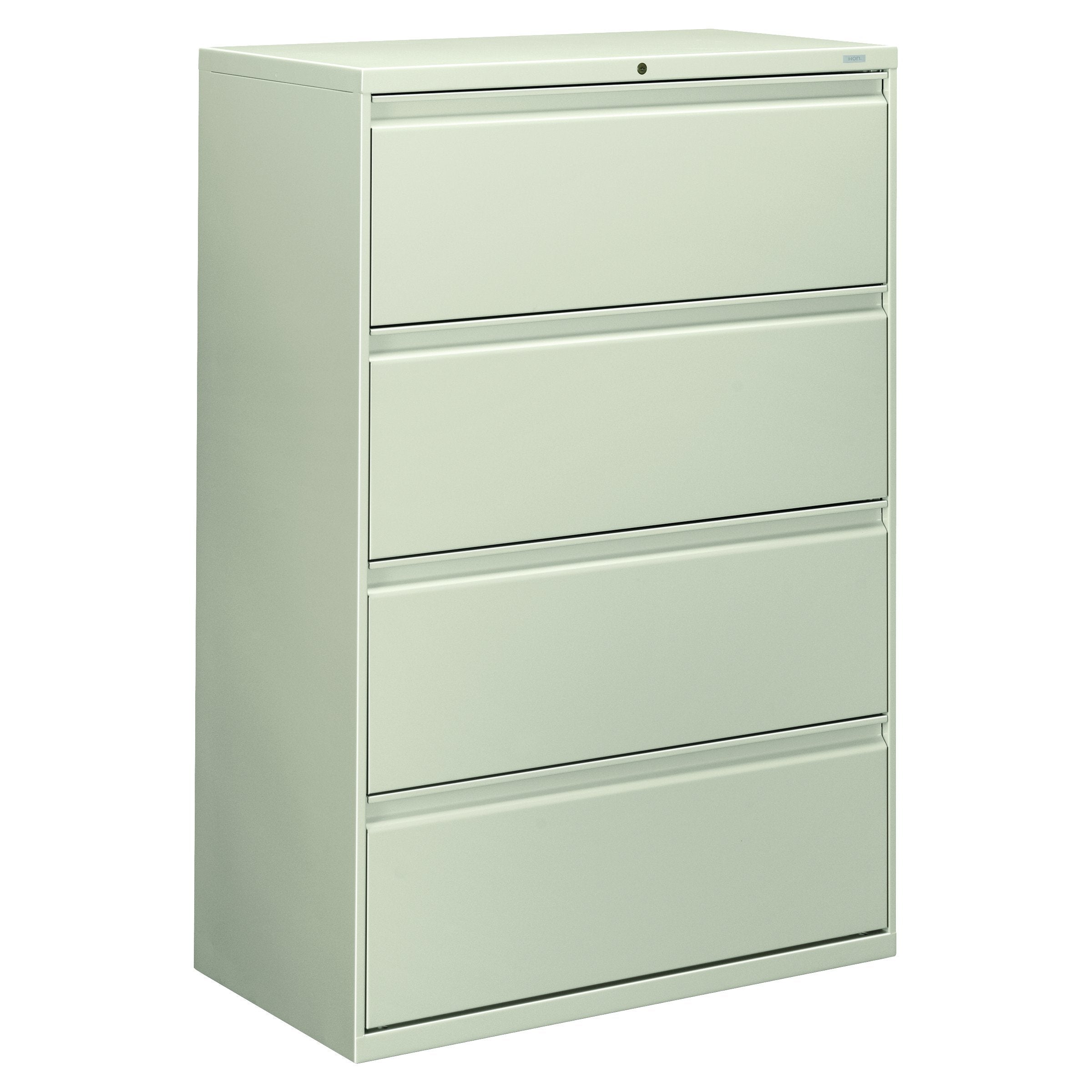 HON Brigade 800 Series Lateral File with 4 Drawers and Radius Pull, 42", Black
