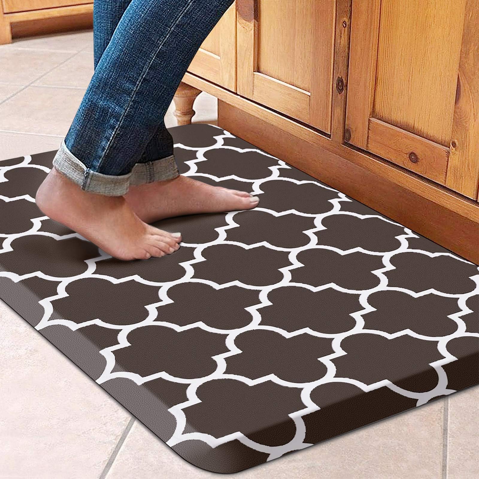 WISELIFE Anti Fatigue Floor Mat - 4/5 Inch Kitchen Mat Non Slip Waterproof Heavy Duty Ergonomic Comfort Mat Durable for Home, Office, Sink, Laundry,(17.3" x 28", Grey)