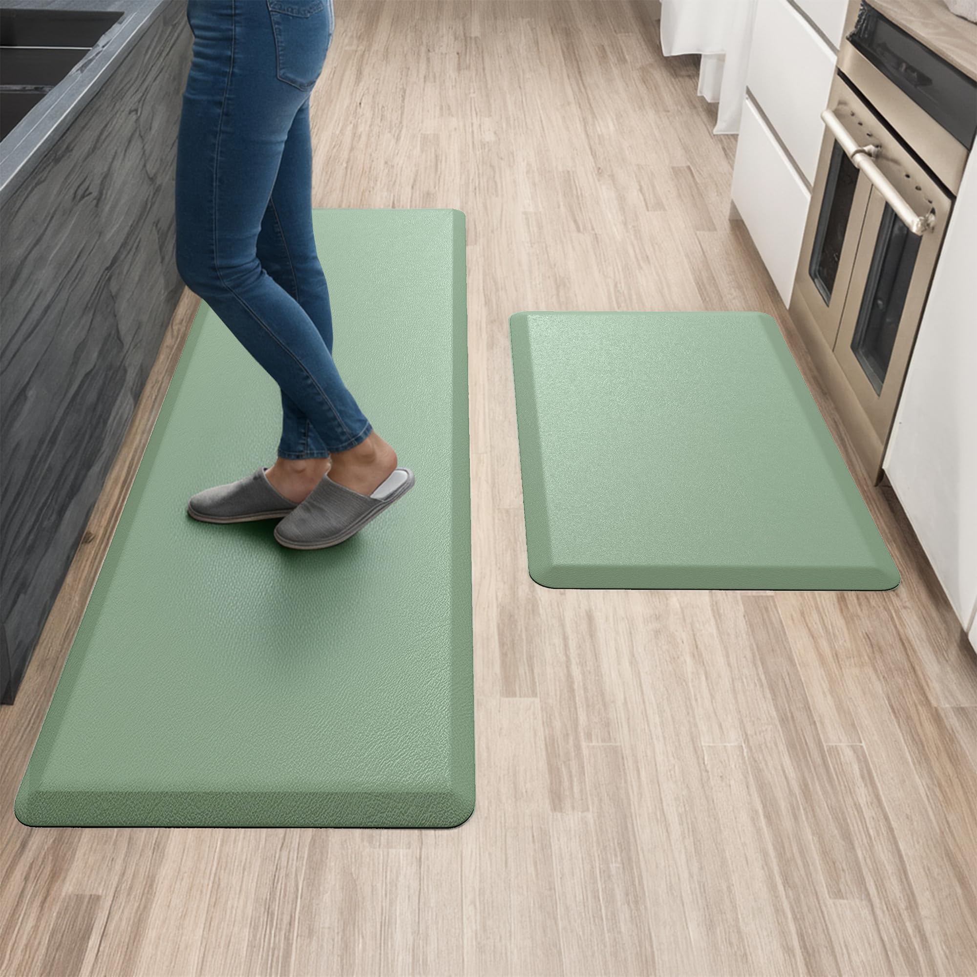 Anti Fatigue Kitchen Mats for Floor | Padded Kitchen Rugs | Non Slip, Cushioned Standing Desk Mat | Waterproof Floor Mat for Home and Office | 17.3" x 28" X 0.47", Black, 1-Pack | More Décor