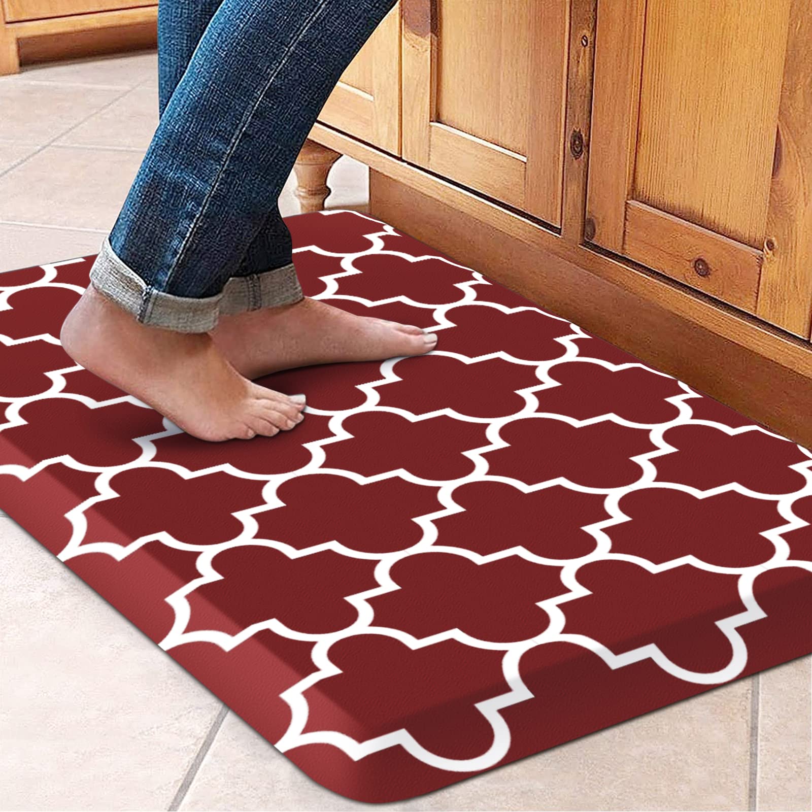 WISELIFE Anti Fatigue Floor Mat - 4/5 Inch Kitchen Mat Non Slip Waterproof Heavy Duty Ergonomic Comfort Mat Durable for Home, Office, Sink, Laundry,(17.3" x 28", Grey)