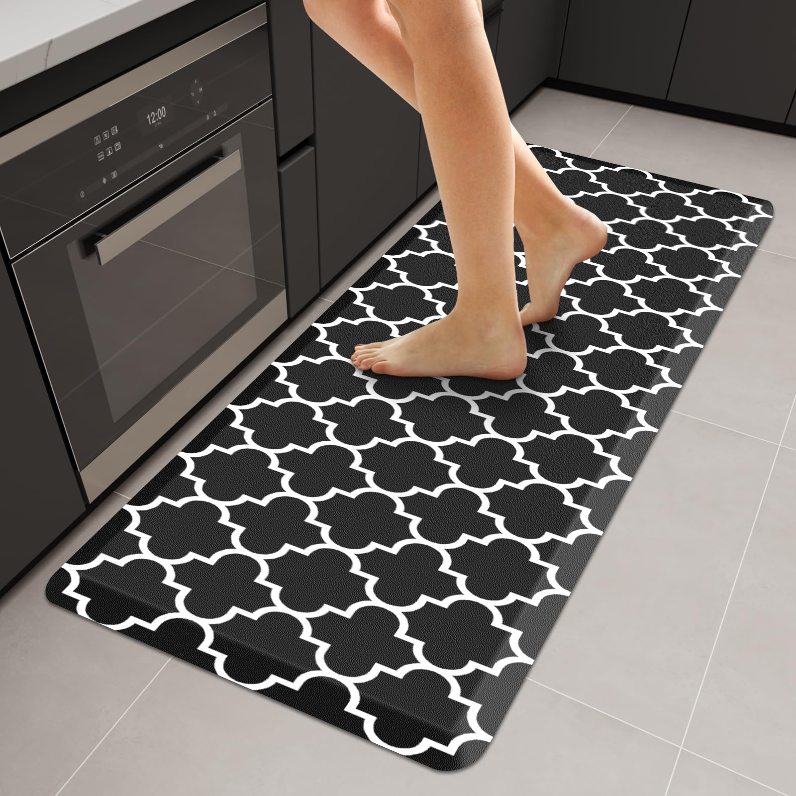 WISELIFE Anti Fatigue Floor Mat - 4/5 Inch Kitchen Mat Non Slip Waterproof Heavy Duty Ergonomic Comfort Mat Durable for Home, Office, Sink, Laundry,(17.3" x 28", Grey)