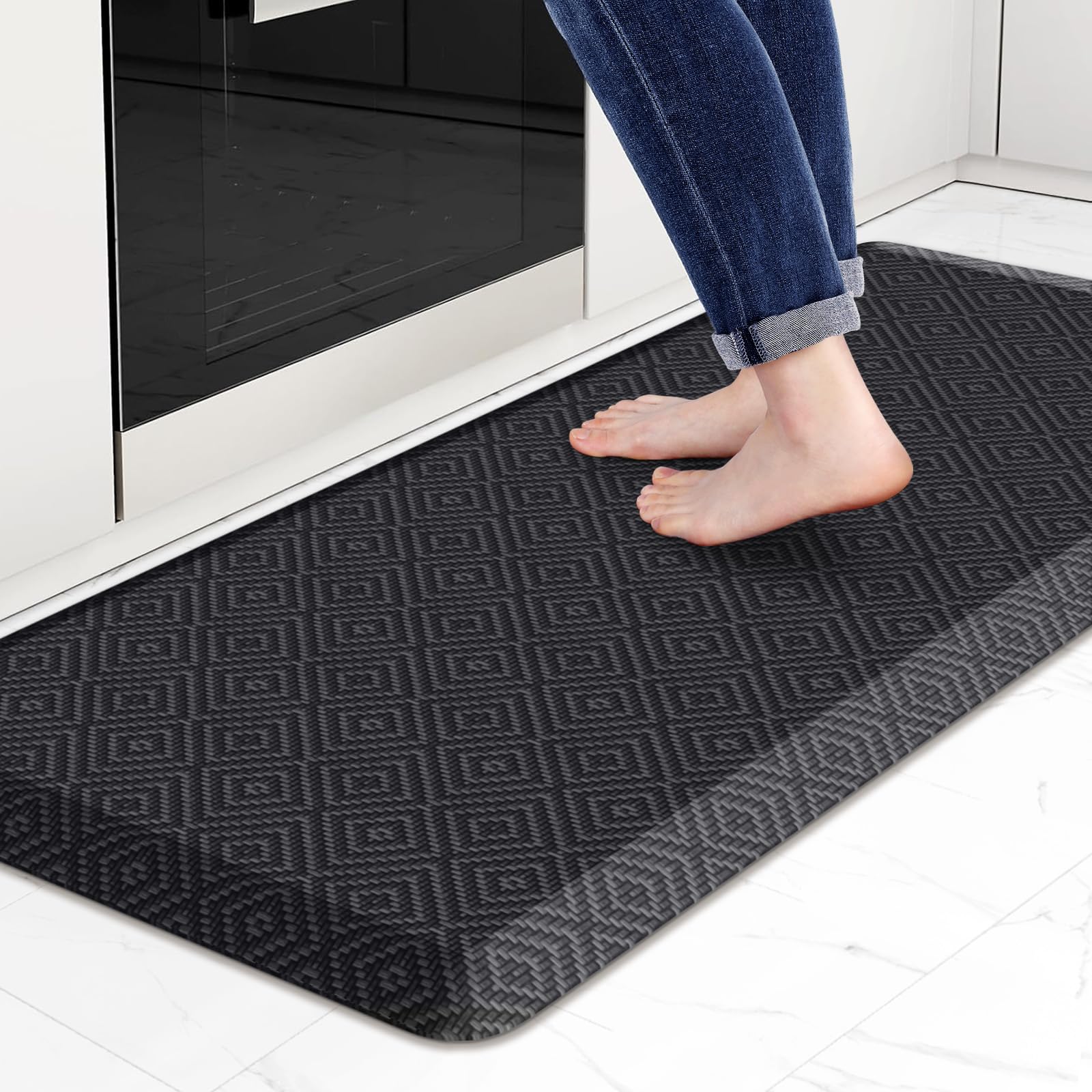 Mattitude Kitchen Mat Cushioned Anti-Fatigue Floor Mat Water Resistant Non-Slip Mats and Rugs Standing and Comfort Desk Mats for House Sink Office Laundry (Beige, 17.3"x39")