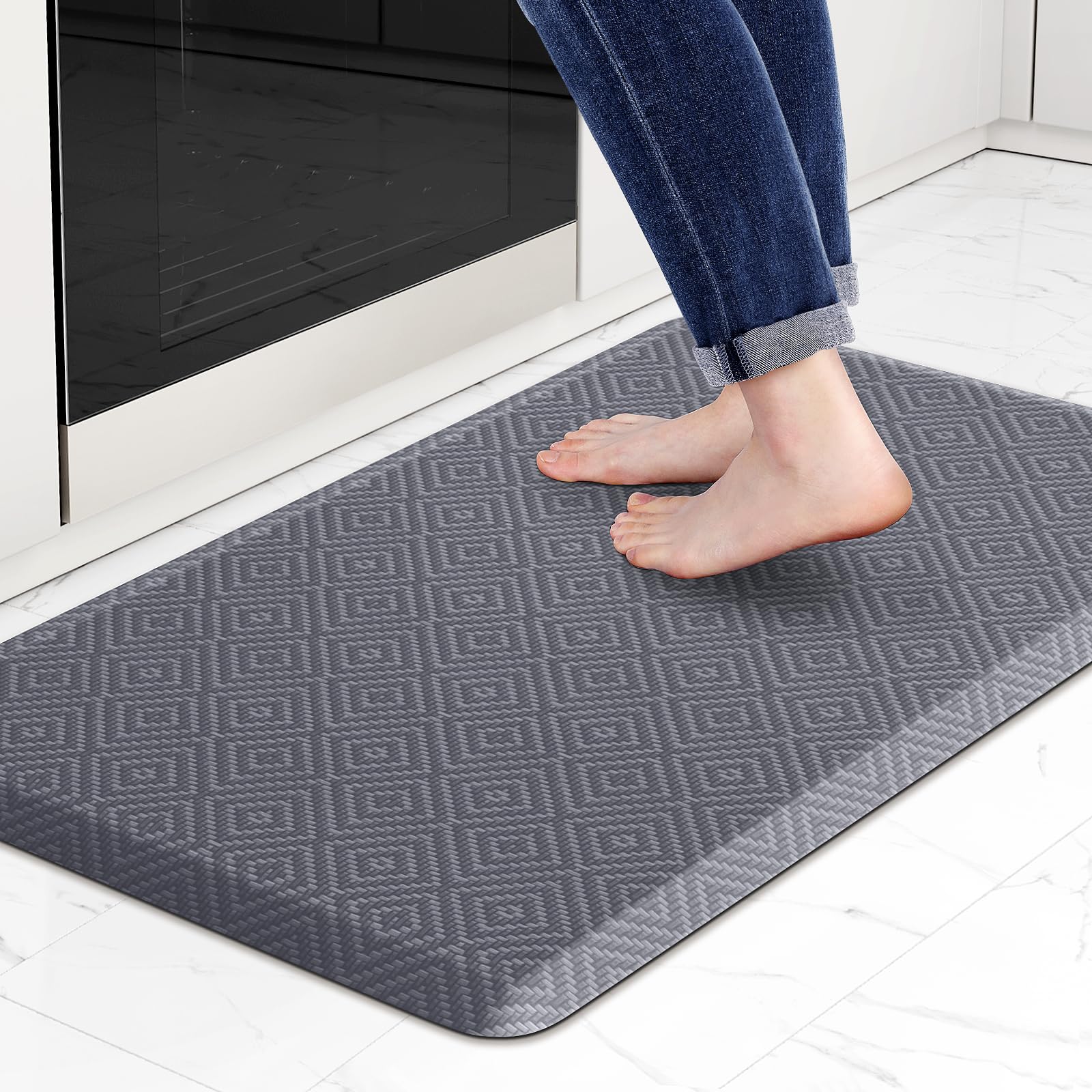Mattitude Kitchen Mat Cushioned Anti-Fatigue Floor Mat Water Resistant Non-Slip Mats and Rugs Standing and Comfort Desk Mats for House Sink Office Laundry (Beige, 17.3"x39")