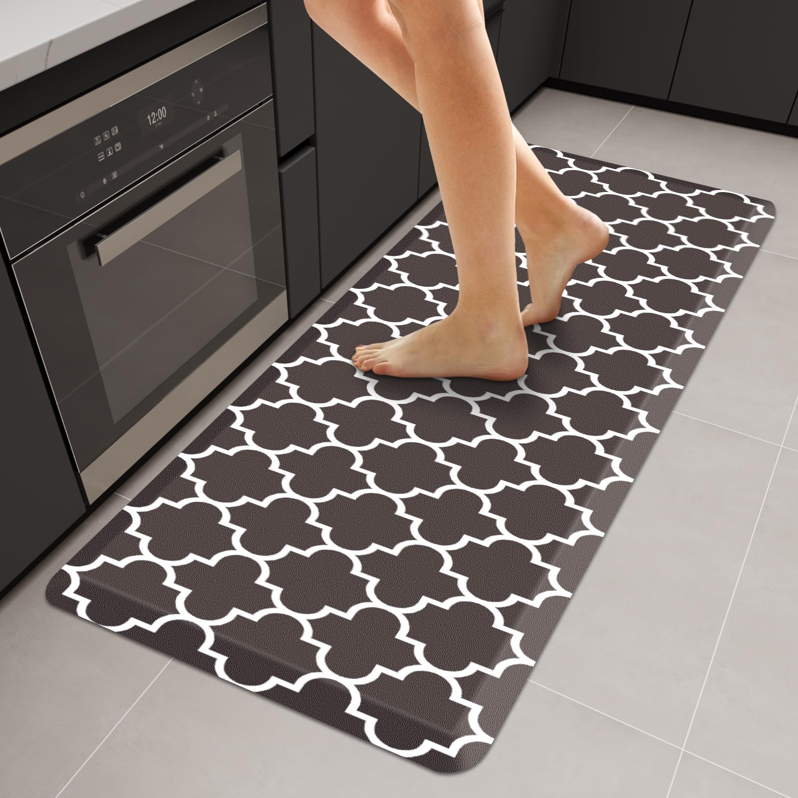 WISELIFE Anti Fatigue Floor Mat - 4/5 Inch Kitchen Mat Non Slip Waterproof Heavy Duty Ergonomic Comfort Mat Durable for Home, Office, Sink, Laundry,(17.3" x 28", Grey)