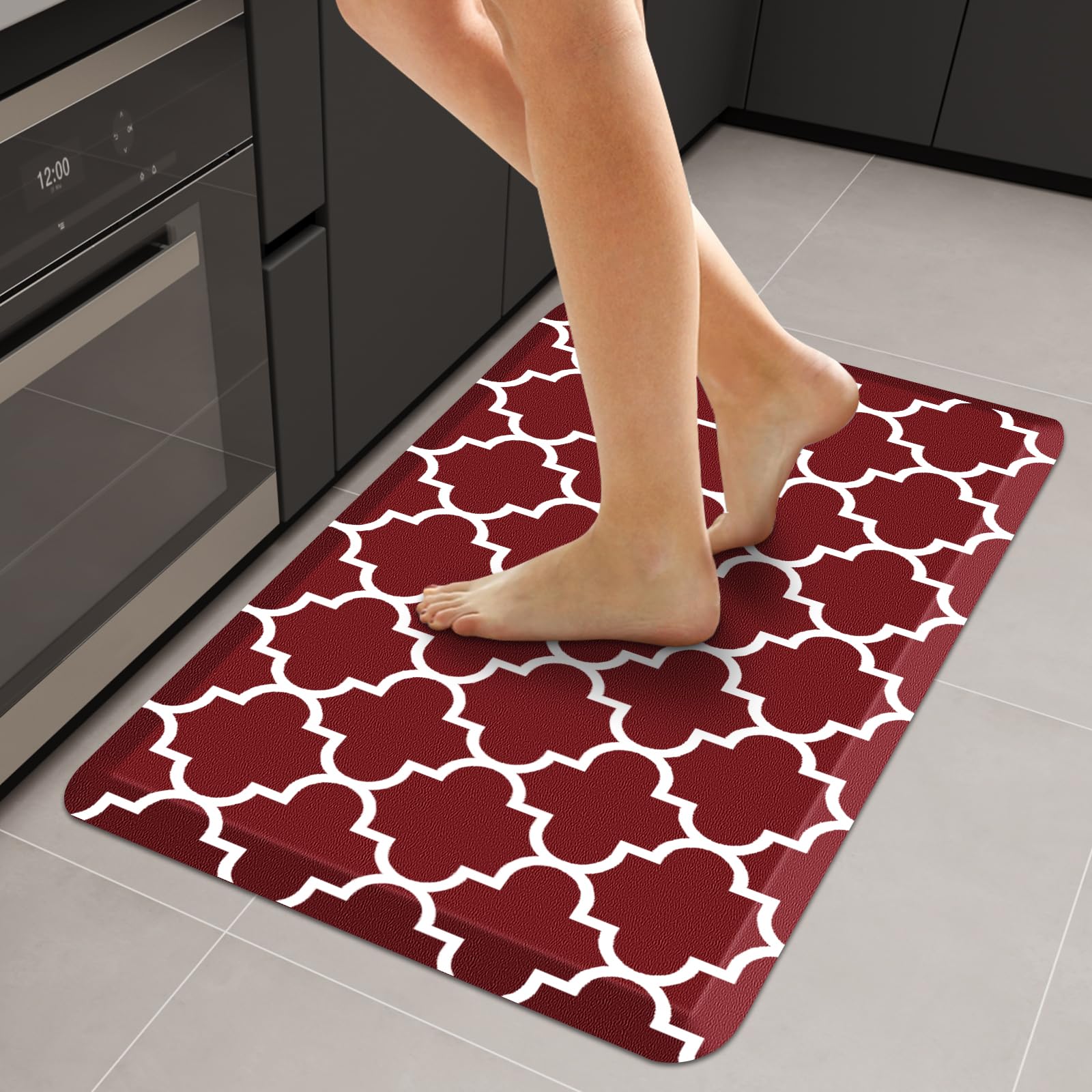 WISELIFE Anti Fatigue Floor Mat - 4/5 Inch Kitchen Mat Non Slip Waterproof Heavy Duty Ergonomic Comfort Mat Durable for Home, Office, Sink, Laundry,(17.3" x 28", Grey)