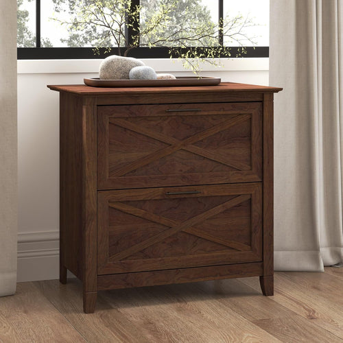 Bush Home Key West 2 Drawer Lateral File Cabinet in Bing Cherry, Document Storage for Home Office, Accent Chest with Drawers