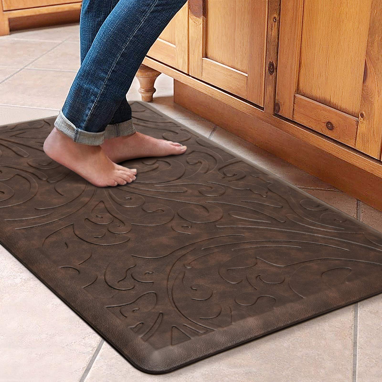 KMAT Kitchen Mat Cushioned Anti-Fatigue Floor Mat Waterproof Non-Slip Standing Ergonomic Comfort for Home,Office,Sink,Laundry,Desk 17.3" (W) x 60"(L),Grey