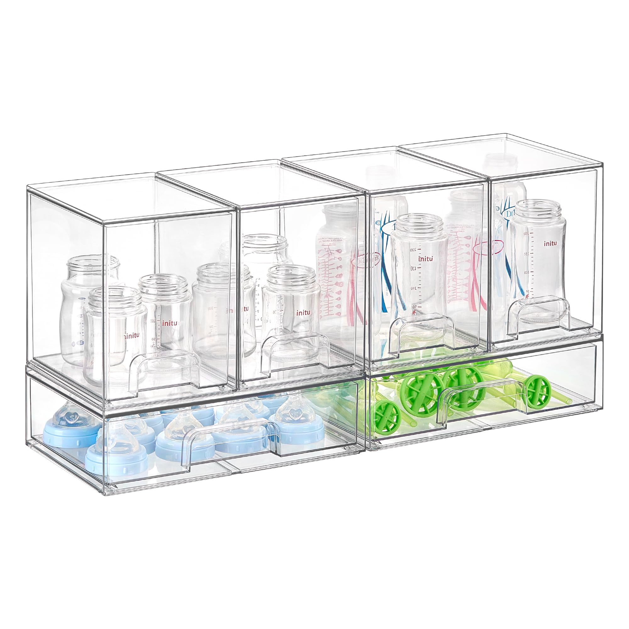 Vtopmart Stackable Storage Drawers Set of 3,Clear Plastic Organizer Bins for Makeup, Cosmetics, Beauty Supplies,Ideal for Vanity, Bathroom,Cabinet,Pantry Organization