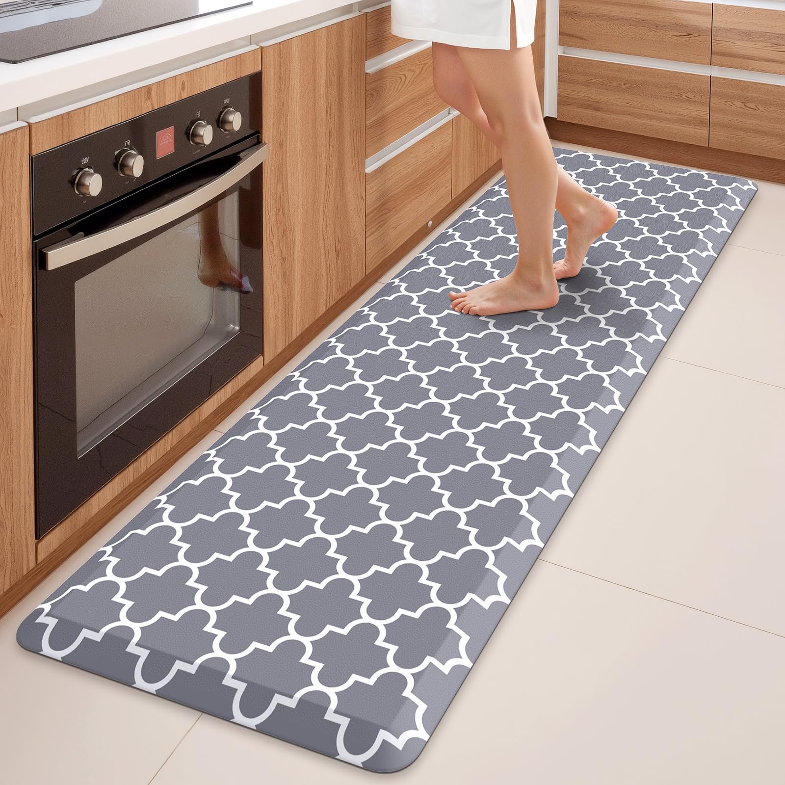 WISELIFE Anti Fatigue Floor Mat - 4/5 Inch Kitchen Mat Non Slip Waterproof Heavy Duty Ergonomic Comfort Mat Durable for Home, Office, Sink, Laundry,(17.3" x 28", Grey)