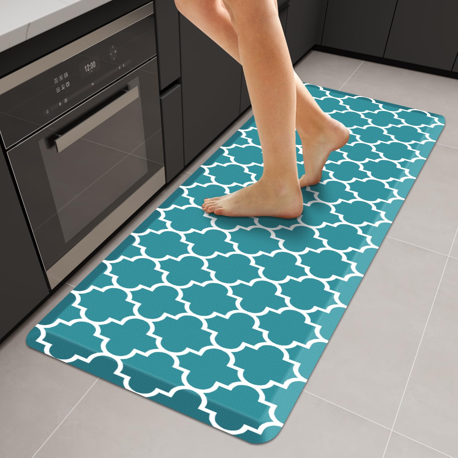 WISELIFE Anti Fatigue Floor Mat - 4/5 Inch Kitchen Mat Non Slip Waterproof Heavy Duty Ergonomic Comfort Mat Durable for Home, Office, Sink, Laundry,(17.3" x 28", Grey)