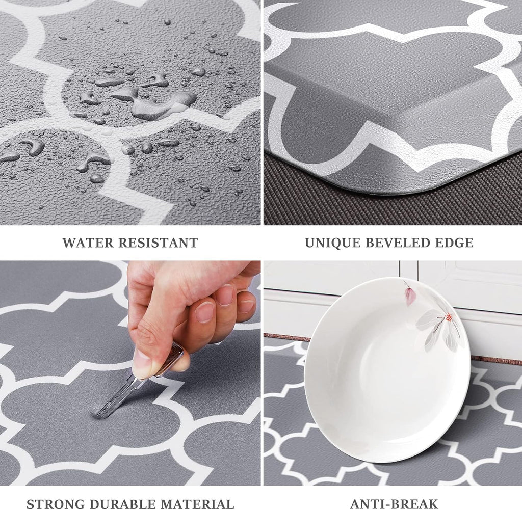 WISELIFE Anti Fatigue Floor Mat - 4/5 Inch Kitchen Mat Non Slip Waterproof Heavy Duty Ergonomic Comfort Mat Durable for Home, Office, Sink, Laundry,(17.3" x 28", Grey)