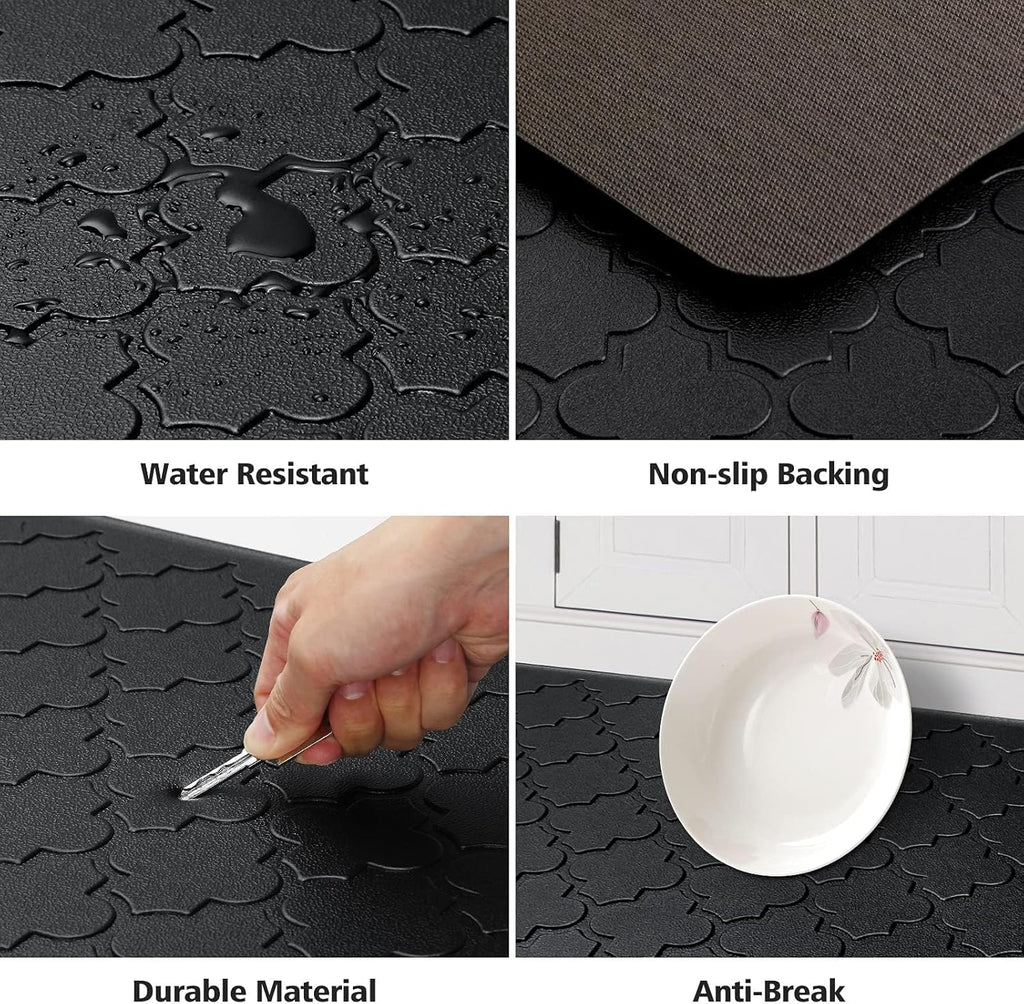 WISELIFE Kitchen Mat Cushioned Anti Fatigue Floor Mat,17.3"x28", Thick Non Slip Waterproof Kitchen Rugs and Mats,Heavy Duty Foam Standing Mat for Kitchen,Floor,Home,Desk,Sink,Laundry (Black,17.3"x28")