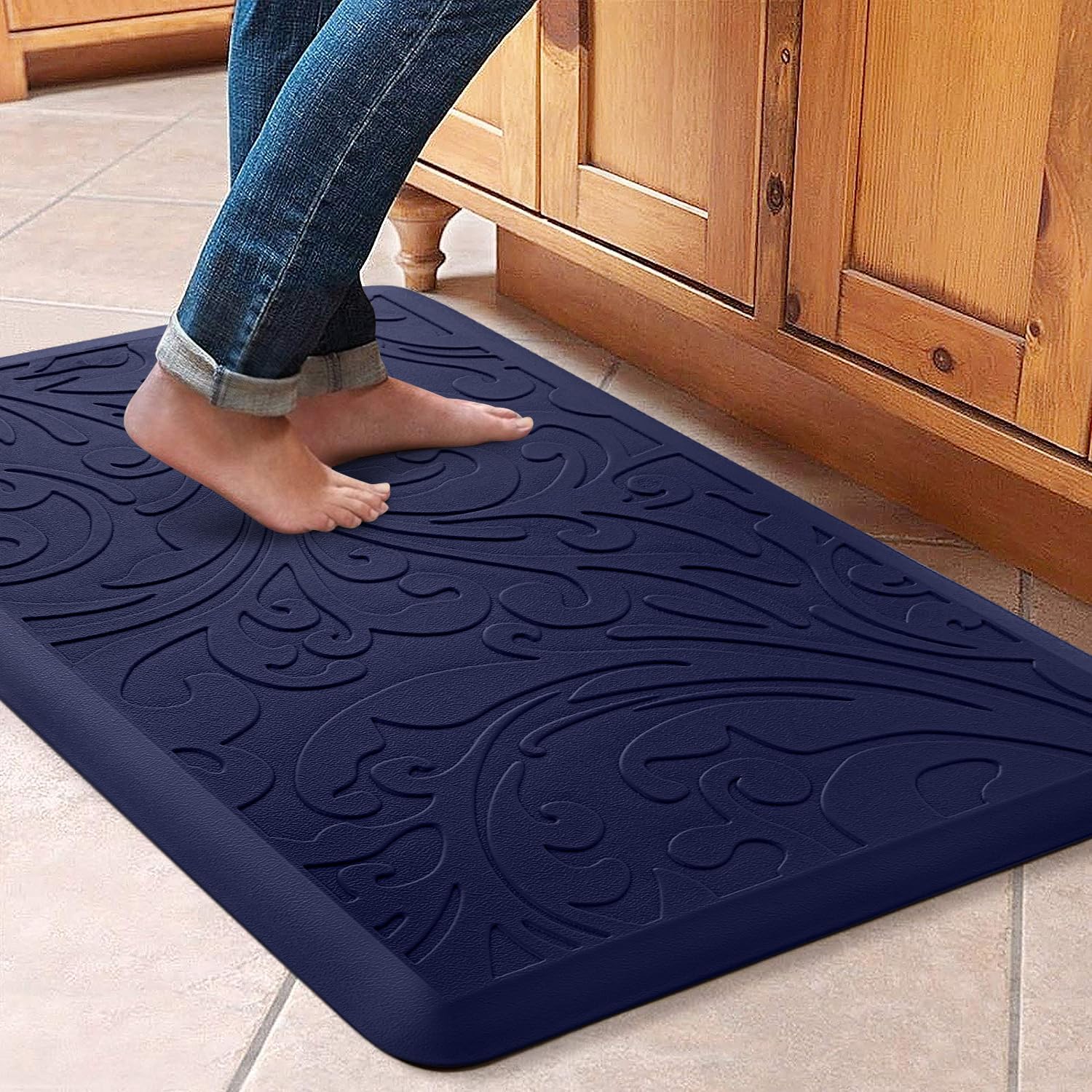 KMAT Kitchen Mat Cushioned Anti-Fatigue Floor Mat Waterproof Non-Slip Standing Ergonomic Comfort for Home,Office,Sink,Laundry,Desk 17.3" (W) x 60"(L),Grey