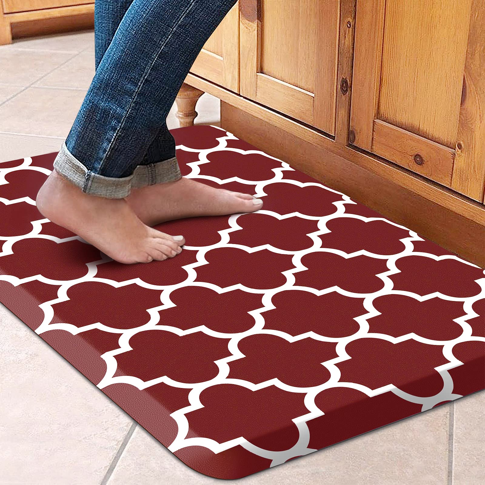WISELIFE Anti Fatigue Floor Mat - 4/5 Inch Kitchen Mat Non Slip Waterproof Heavy Duty Ergonomic Comfort Mat Durable for Home, Office, Sink, Laundry,(17.3" x 28", Grey)