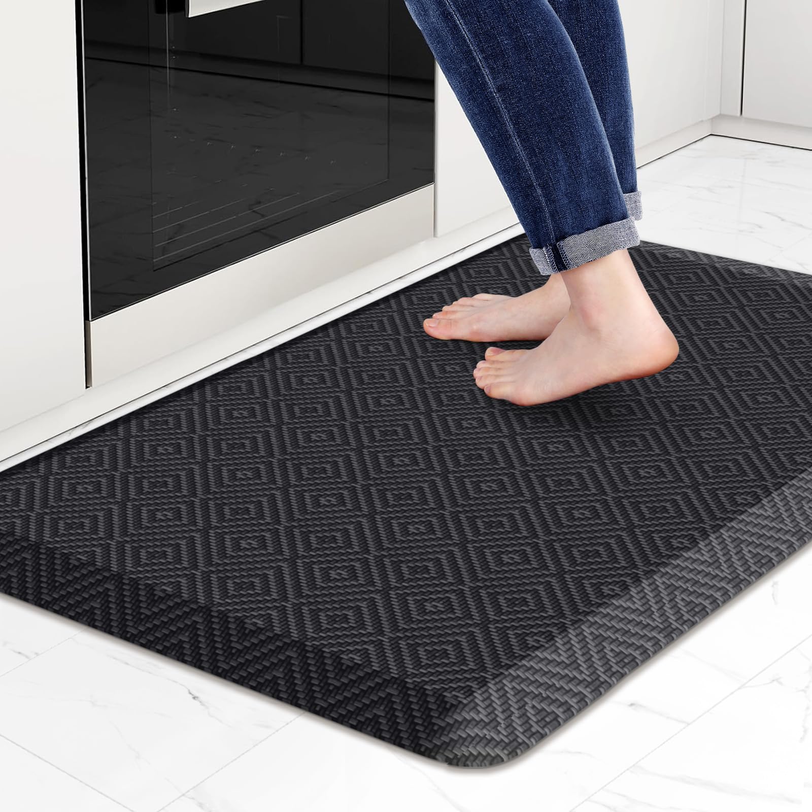 Mattitude Kitchen Mat Cushioned Anti-Fatigue Floor Mat Water Resistant Non-Slip Mats and Rugs Standing and Comfort Desk Mats for House Sink Office Laundry (Beige, 17.3"x39")